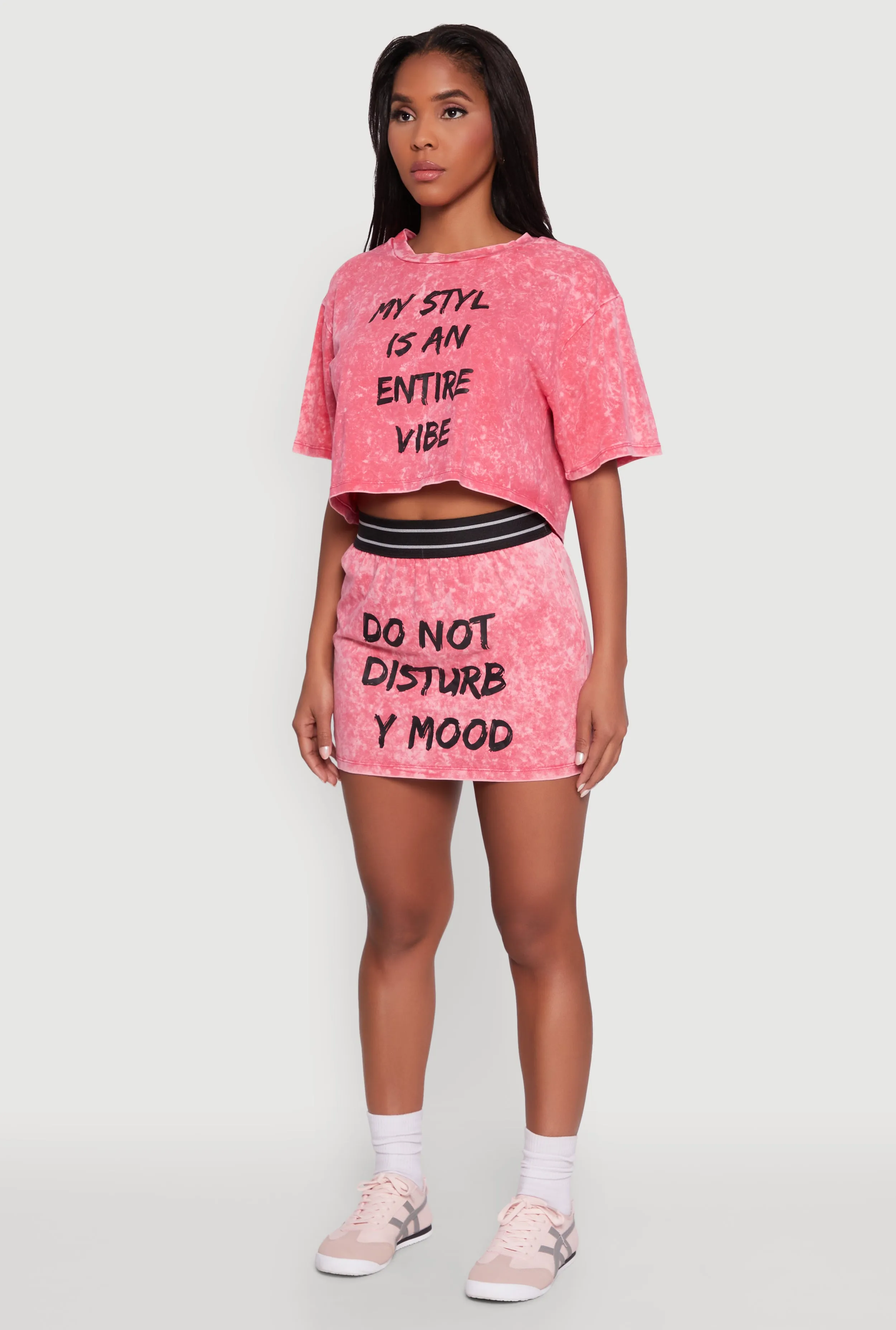 Trendy Mineral Wash Entire Vibe Graphic Oversized Tee sold by Rainbow product image thumbnail 5