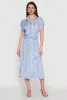 Chic Striped Shirt Dress with O Ring Tie Waist Belt sold by Rainbow