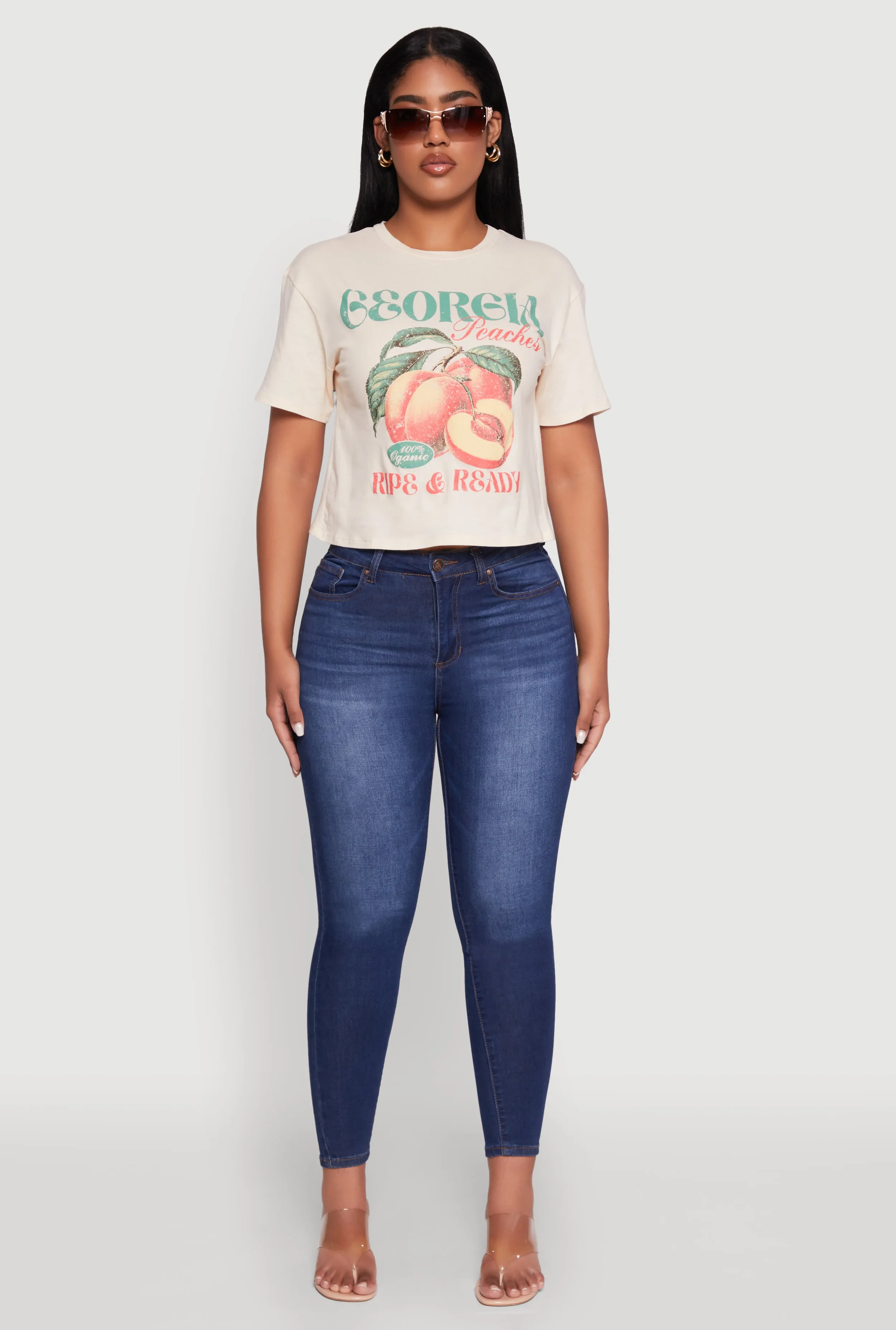 Cropped Georgia Peaches Graphic Tee sold by Rainbow product image thumbnail 3