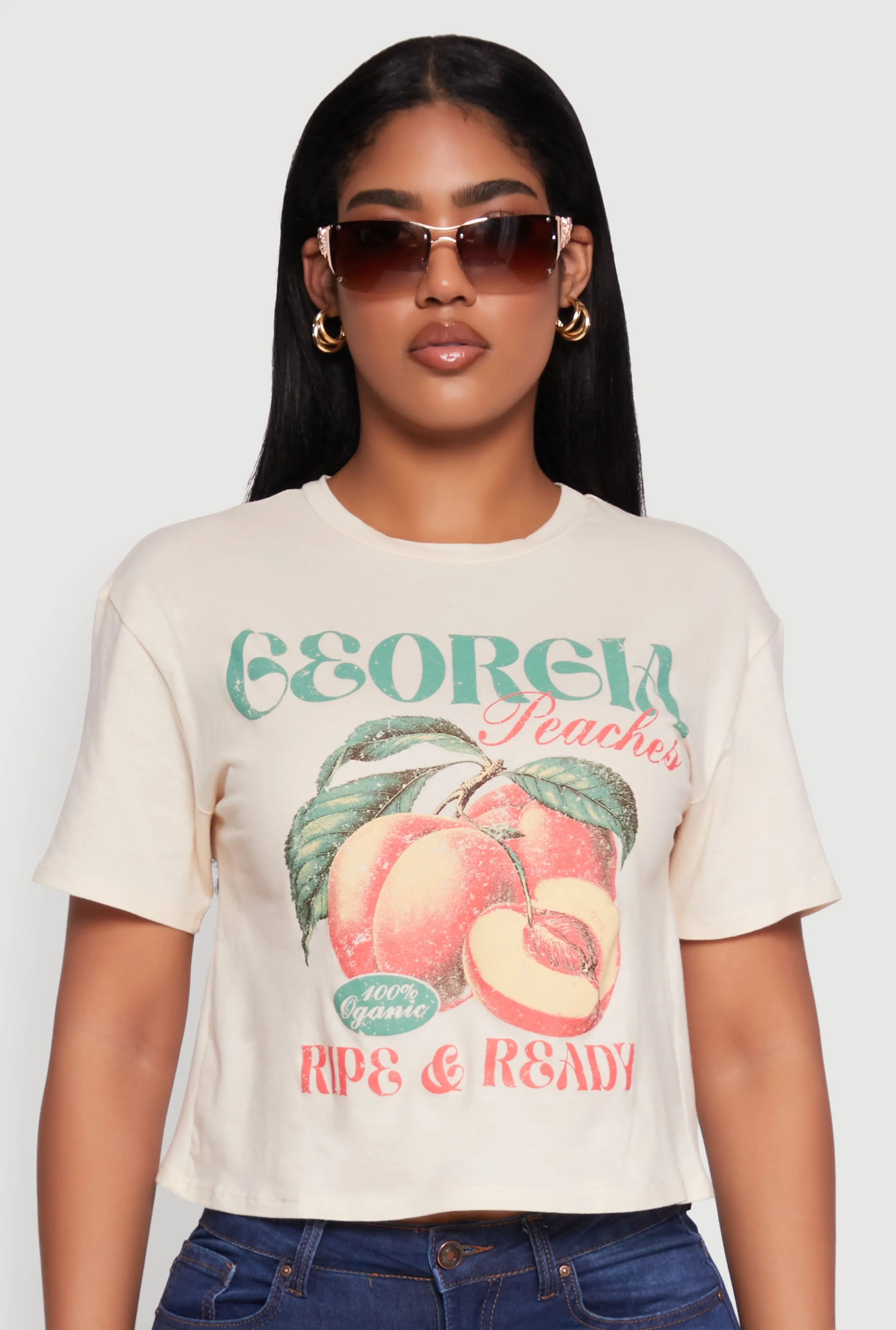 Cropped Georgia Peaches Graphic Tee sold by Rainbow product image thumbnail 2