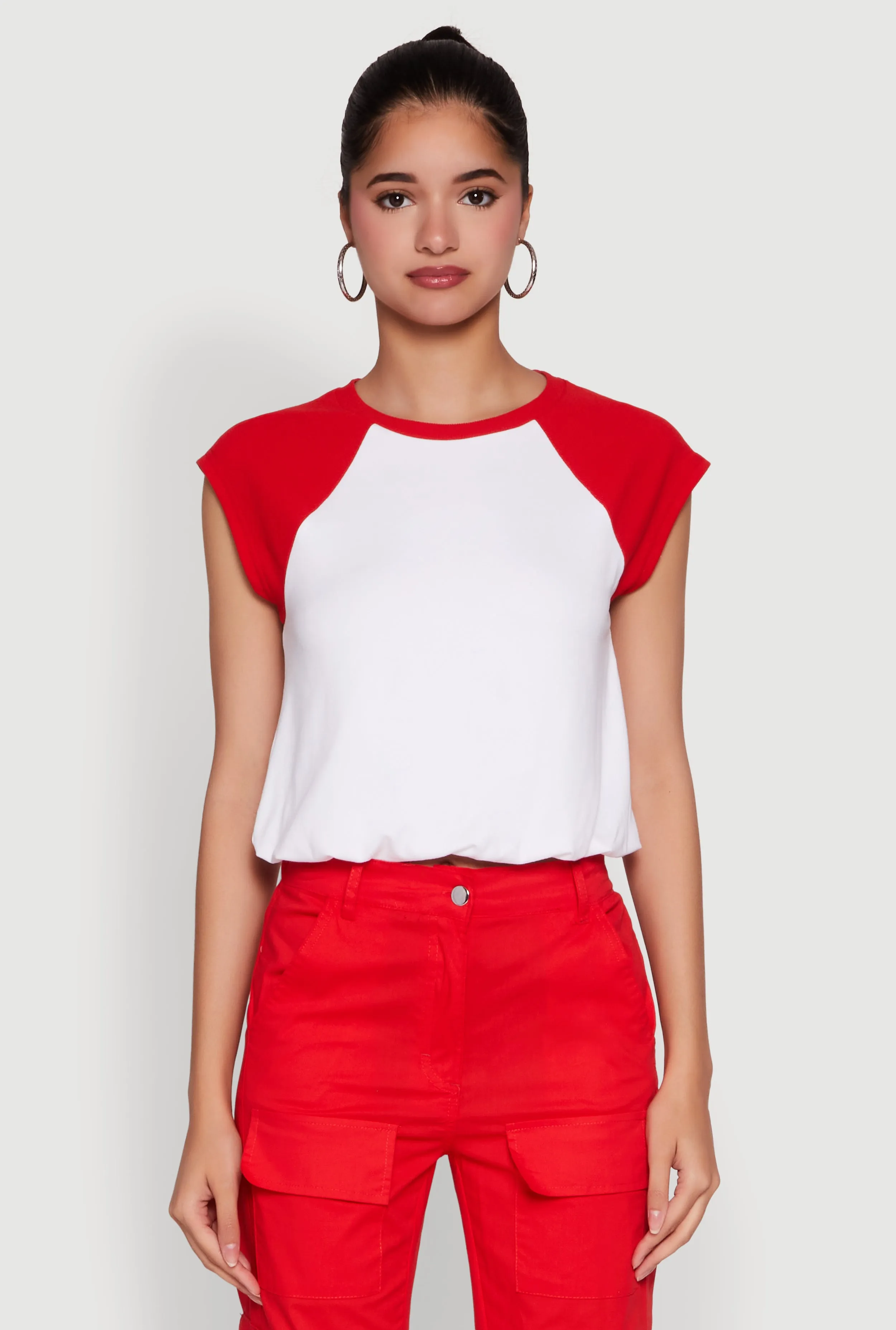 Madden Girl Raglan Sleeve Bubble Hem Crop Top sold by Rainbow product image thumbnail 2