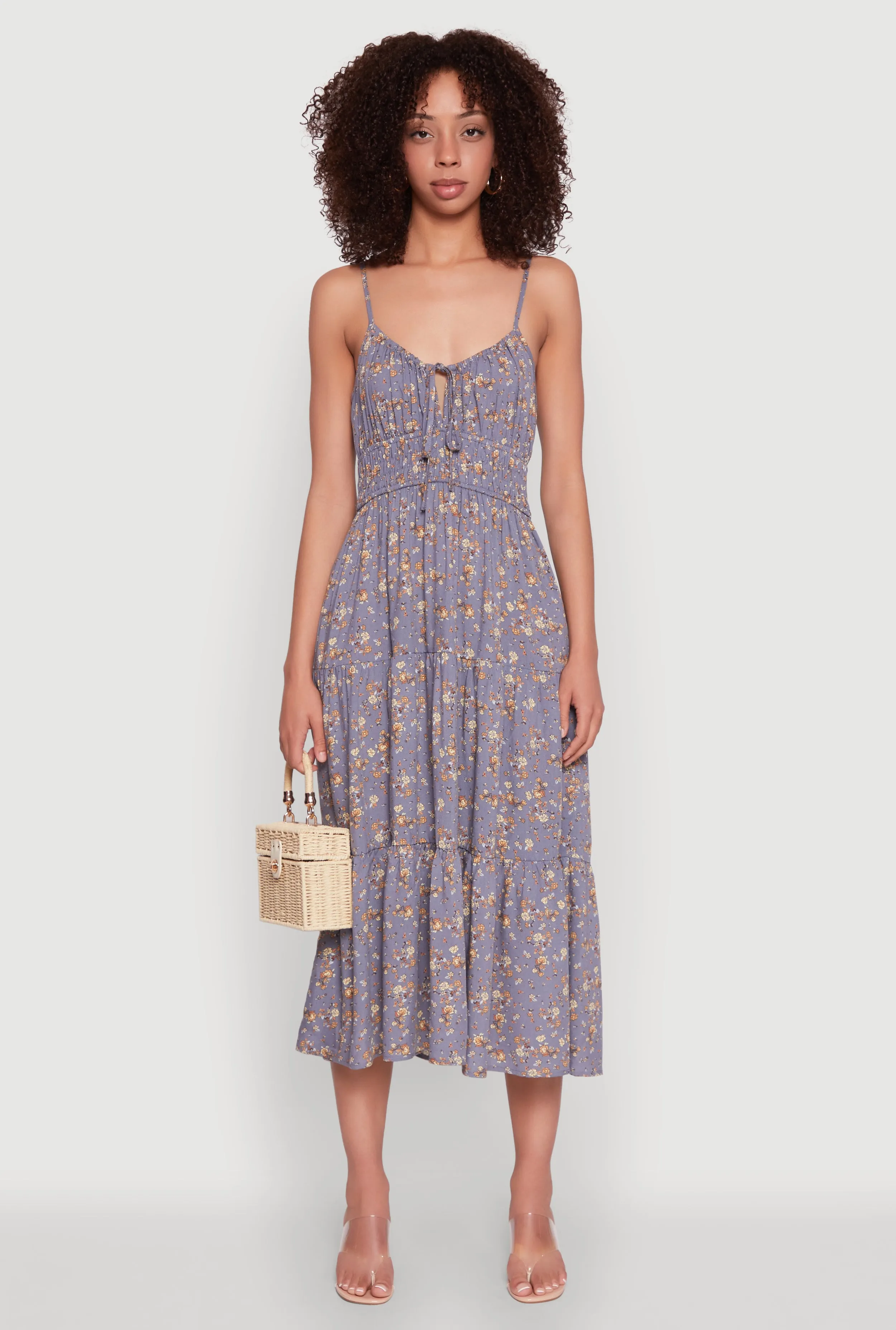 Ditsy Floral Tiered Sundress with Tie Front Keyhole sold by Rainbow product image thumbnail 2