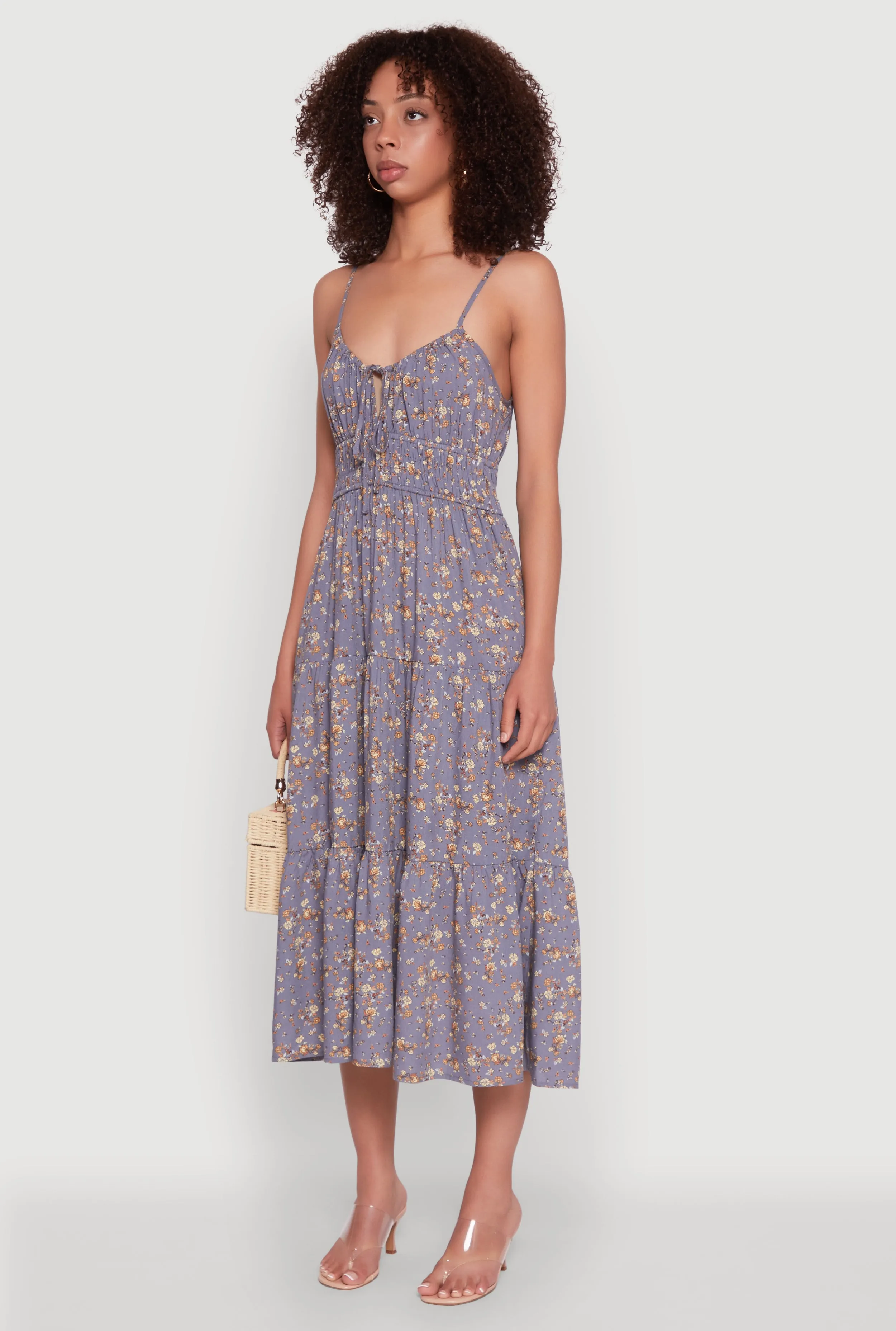 Ditsy Floral Tiered Sundress with Tie Front Keyhole sold by Rainbow product image thumbnail 3