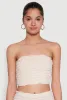 Trendy Mesh Lettuce Edge Tube Top with Cropped Hem sold by Rainbow