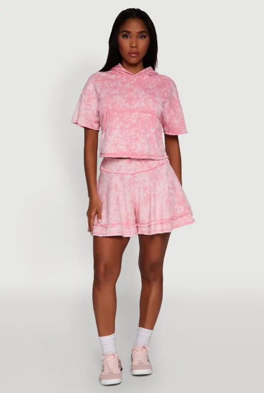 Trendy Mineral Wash Ruffle Tiered High Waisted Shorts sold by Rainbow