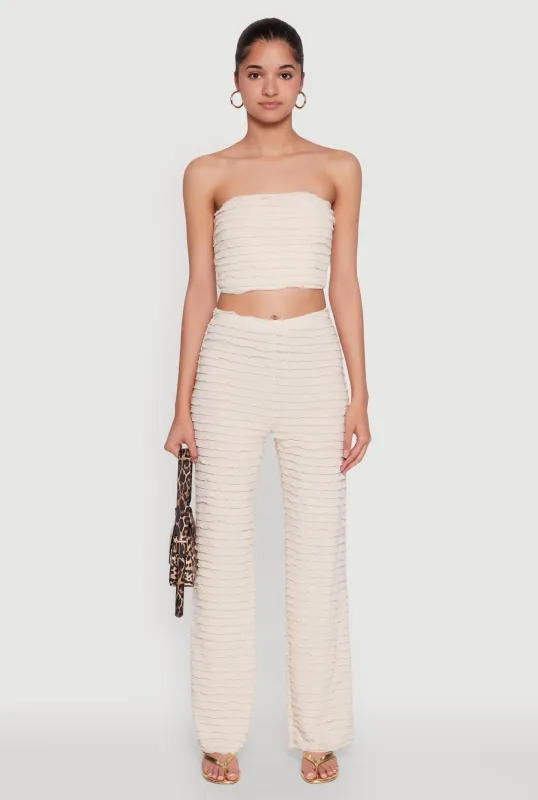 Mesh Lettuce Edge Ruffle Casual Straight Pants sold by Rainbow
