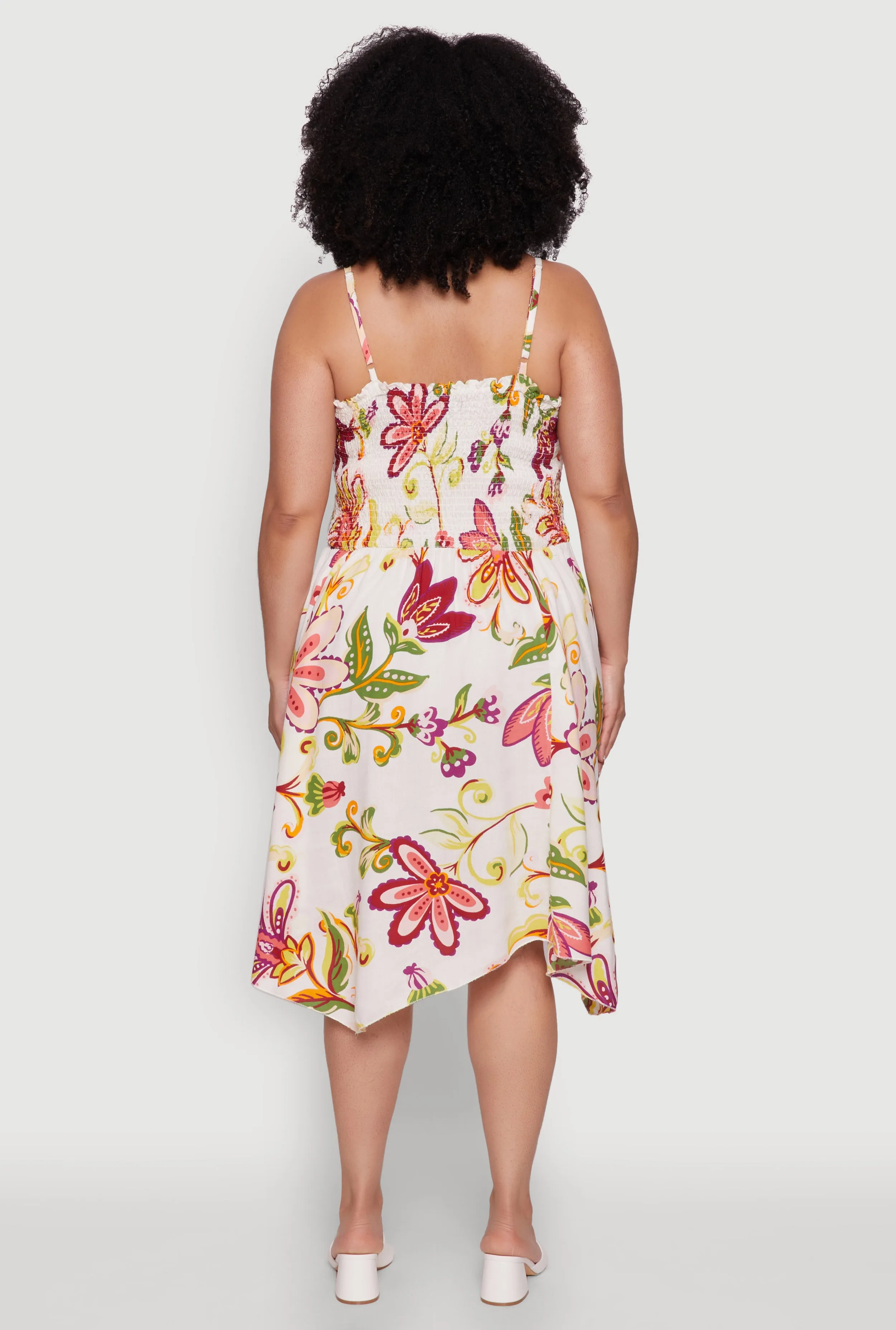 Plus Size Floral Sleeveless Sundress with Square Neck and Sharkbite Hem sold by Rainbow product image thumbnail 5