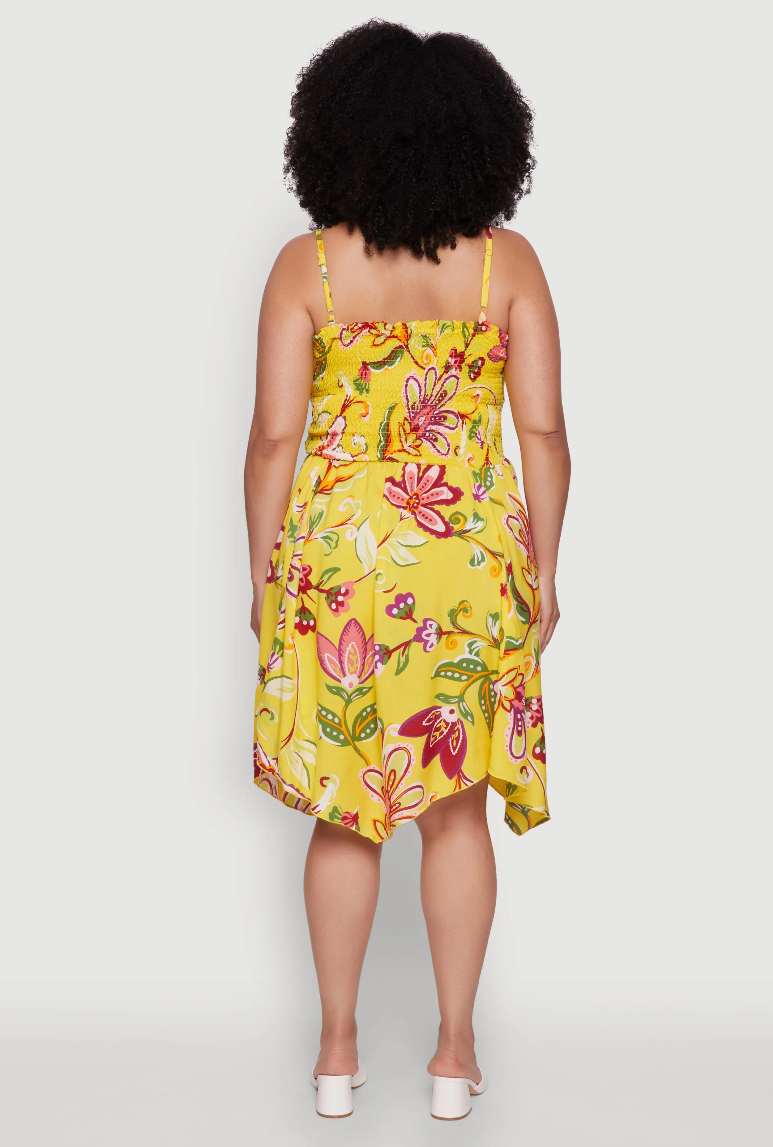 Plus Size Floral Sleeveless Sundress with Square Neck and Sharkbite Hem sold by Rainbow product image thumbnail 5