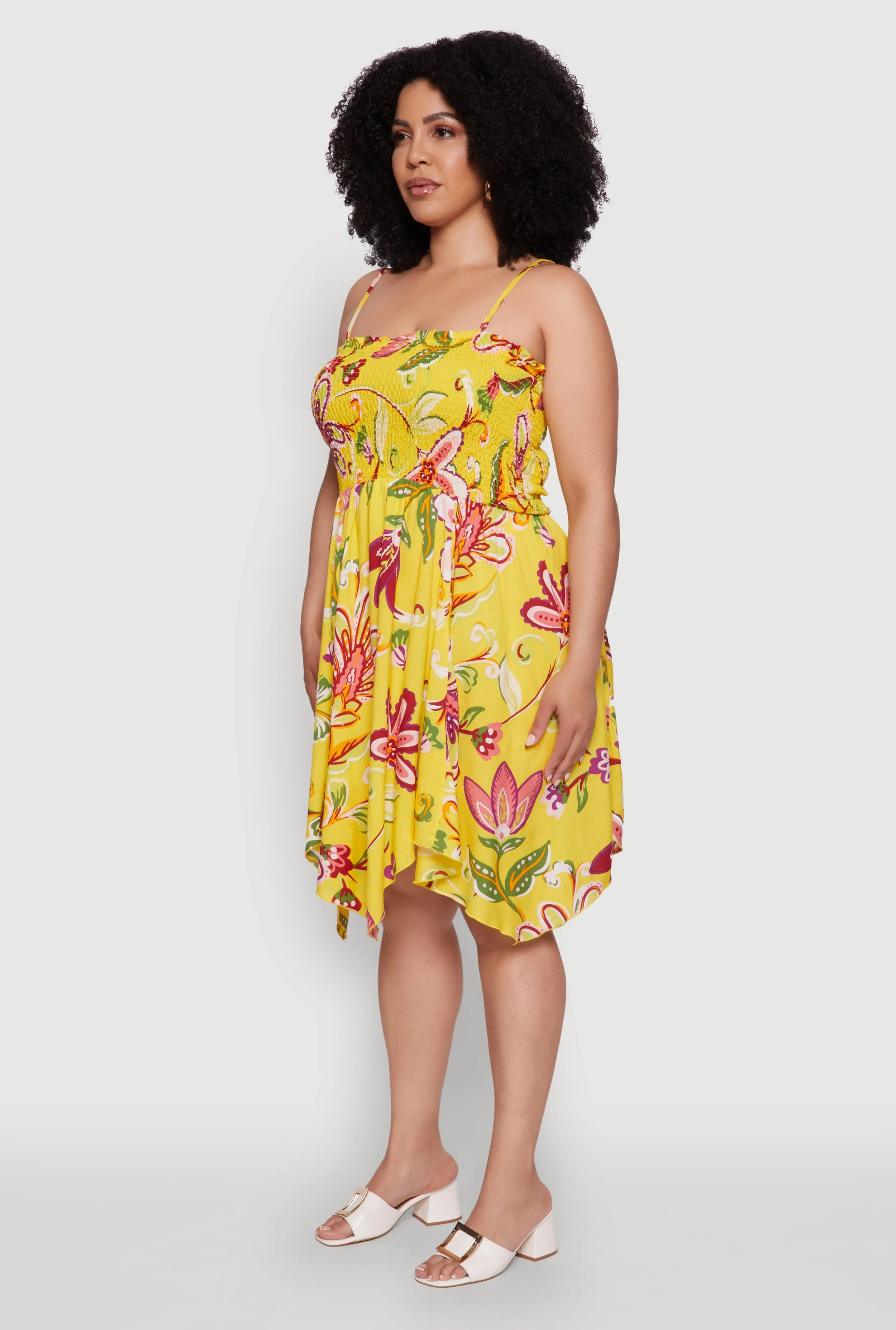 Plus Size Floral Sleeveless Sundress with Square Neck and Sharkbite Hem sold by Rainbow product image thumbnail 3