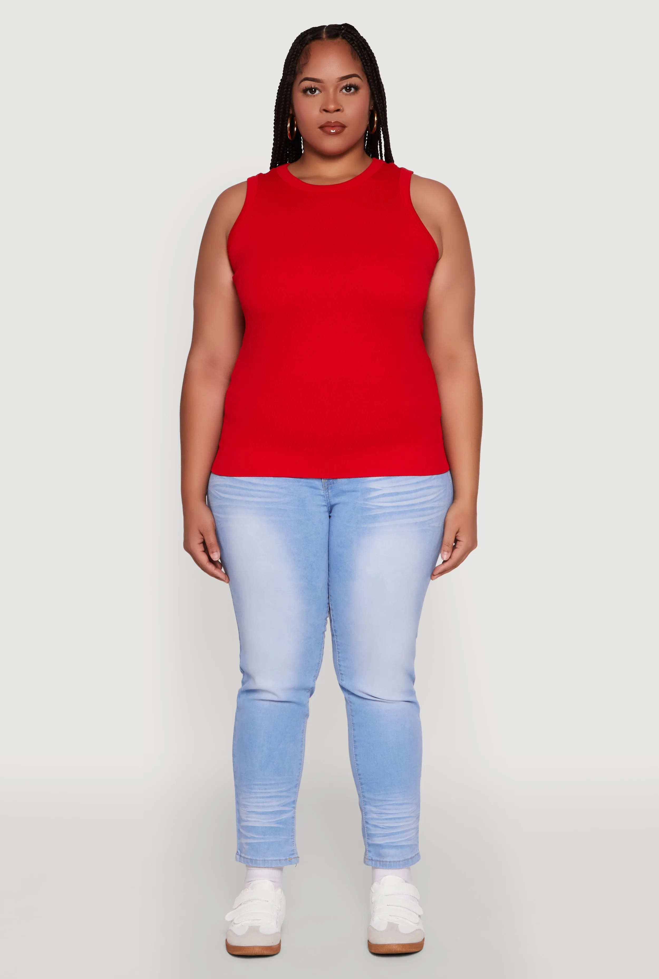 Plus Size Seamless Textured Knit Tank Top sold by Rainbow