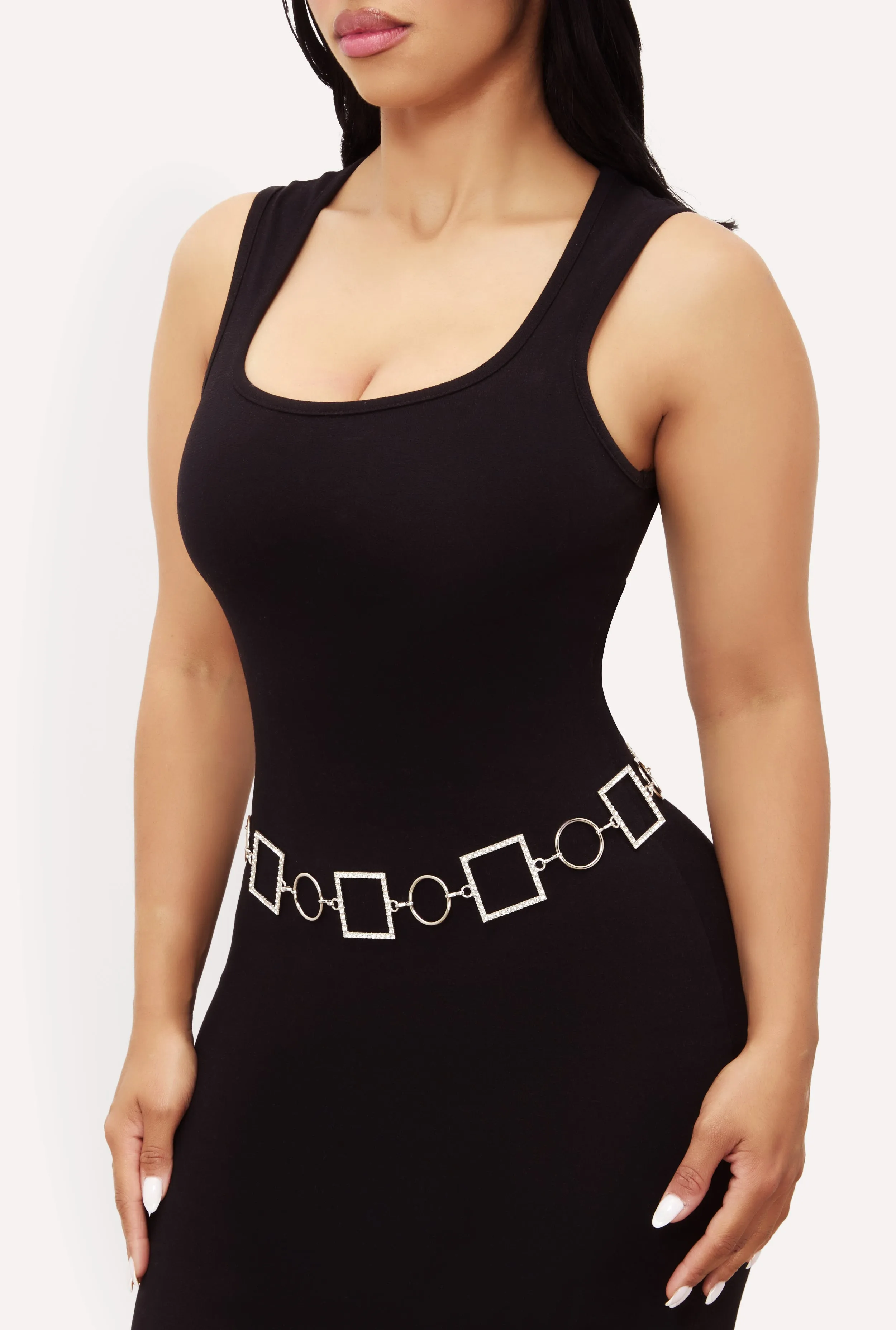 Metallic Rhinestone Multi Shape Chain Belt sold by Rainbow product image thumbnail 2