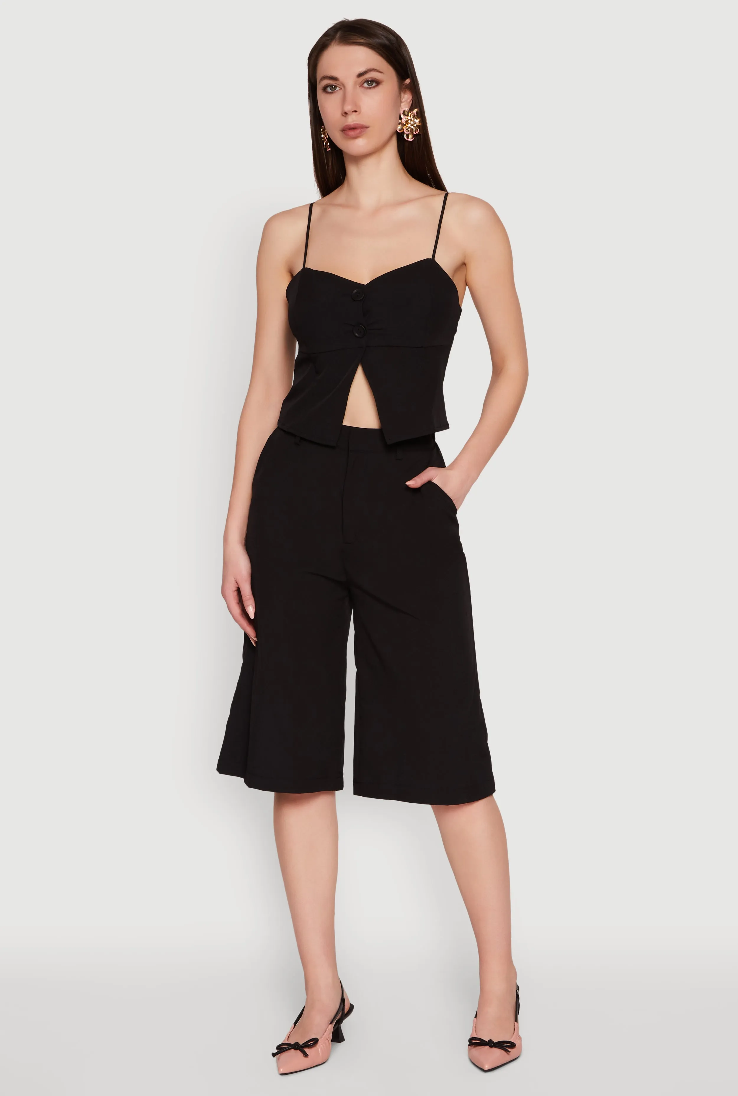 Stylish High Waisted Wide Leg Bermuda Shorts sold by Rainbow product image thumbnail 2