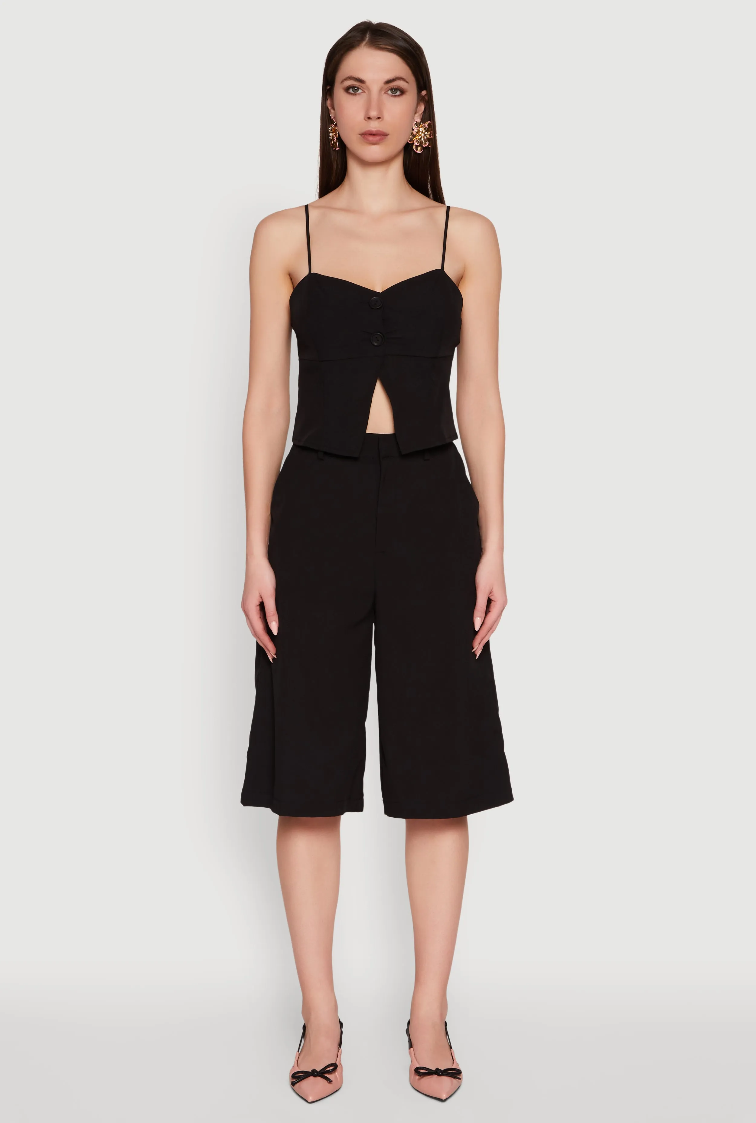 Stylish High Waisted Wide Leg Bermuda Shorts sold by Rainbow