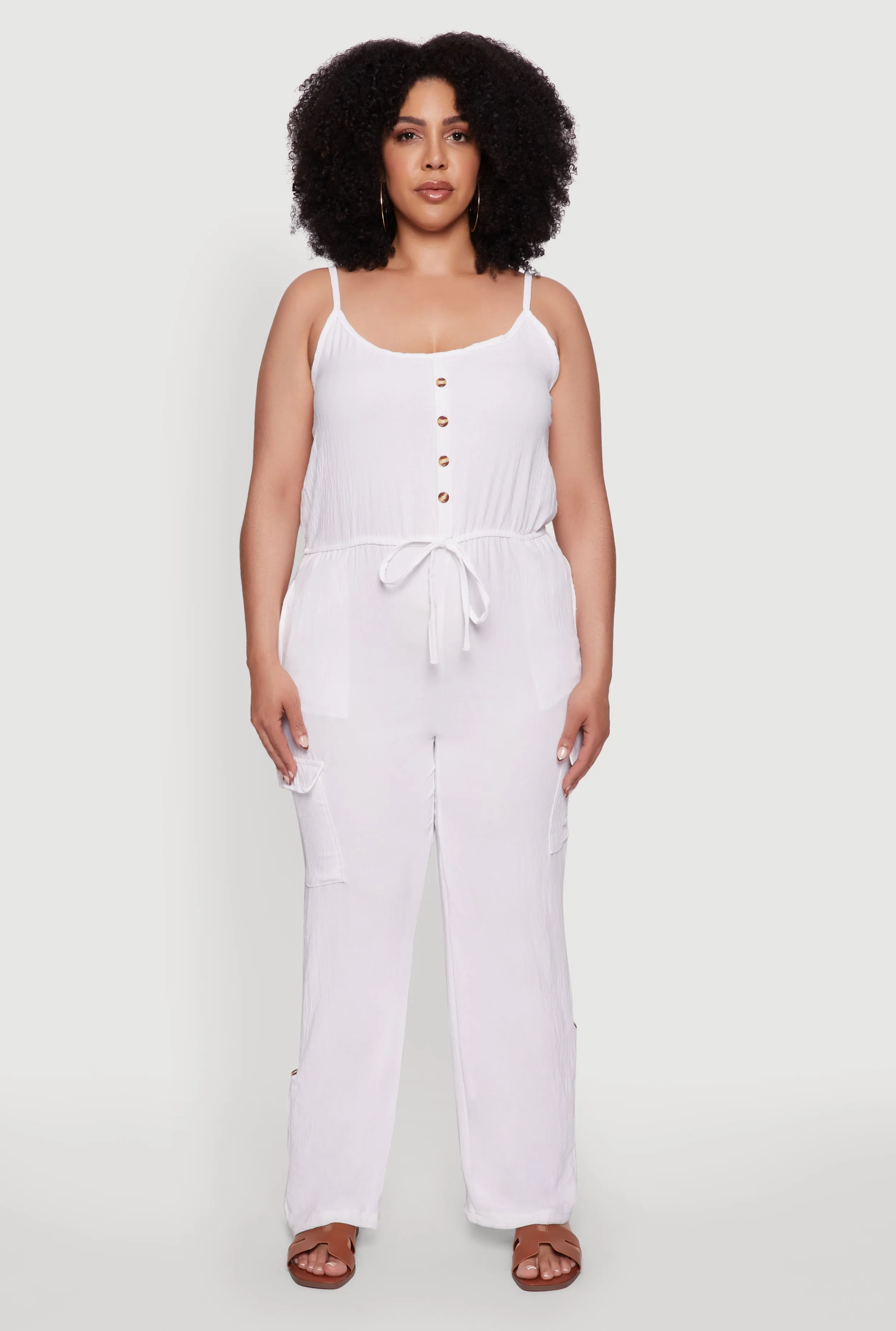 Plus Size Sleeveless Cargo Jumpsuit with Rolled Cuffs sold by Rainbow product image thumbnail 5