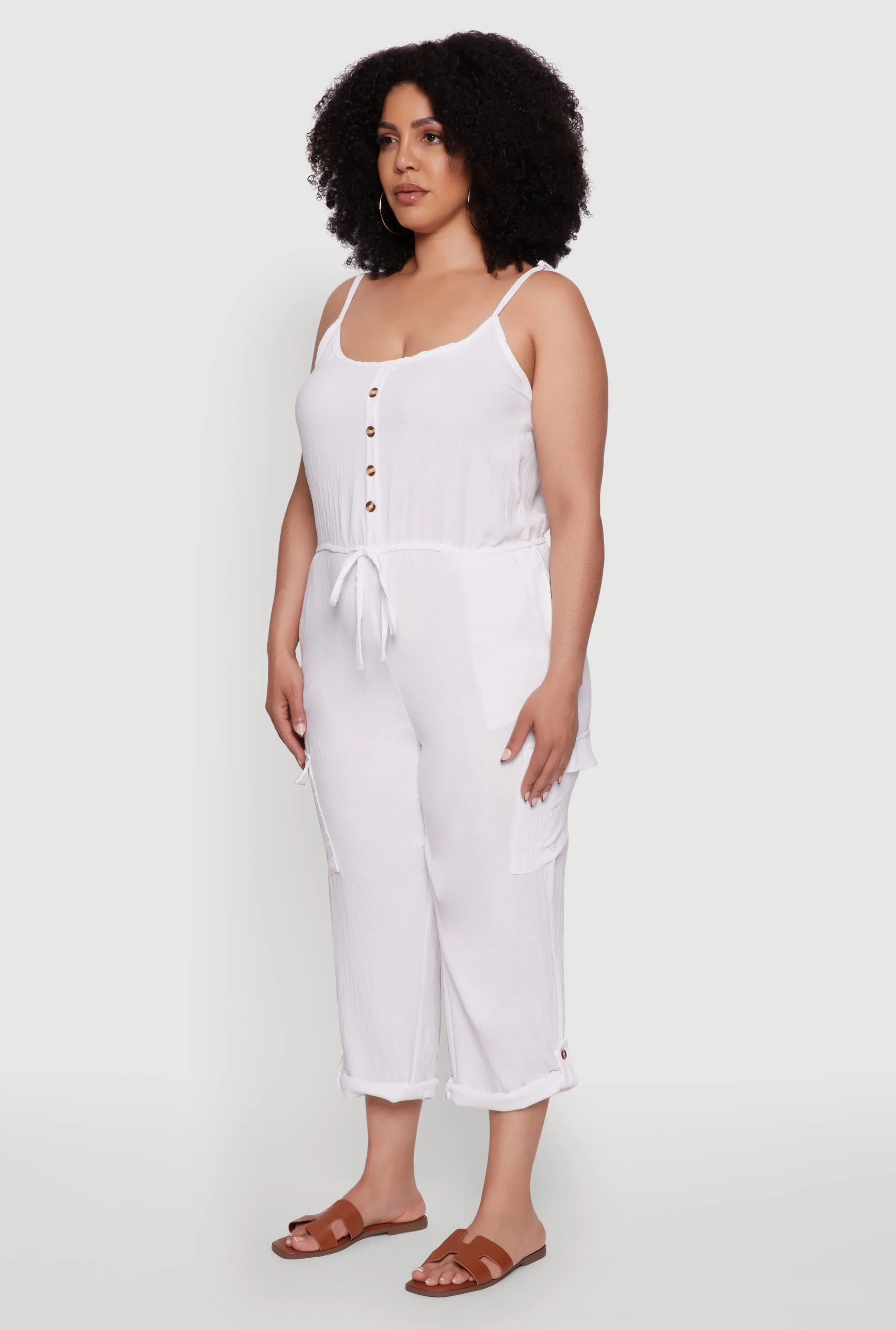 Plus Size Sleeveless Cargo Jumpsuit with Rolled Cuffs sold by Rainbow product image thumbnail 2