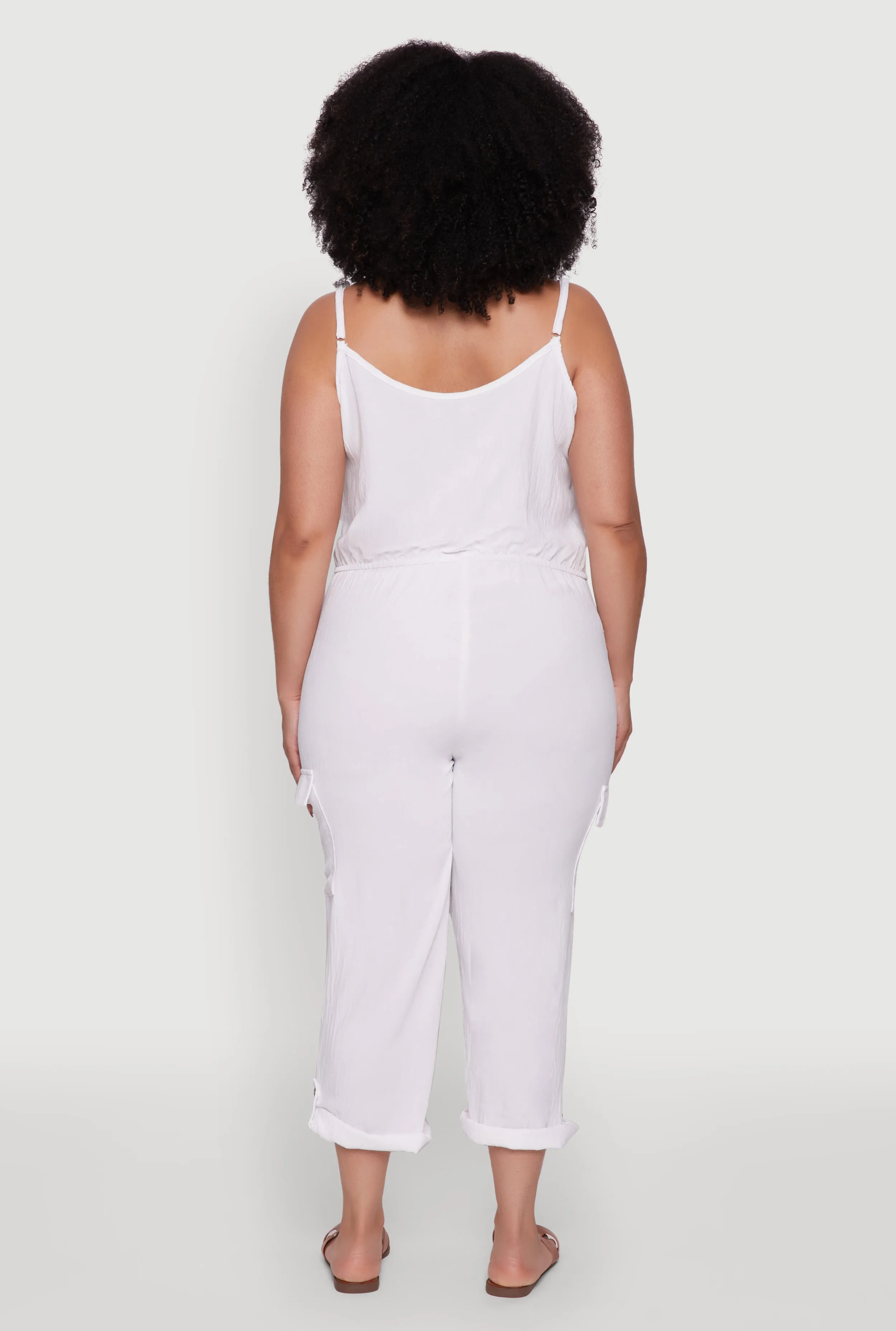 Plus Size Sleeveless Cargo Jumpsuit with Rolled Cuffs sold by Rainbow product image thumbnail 3