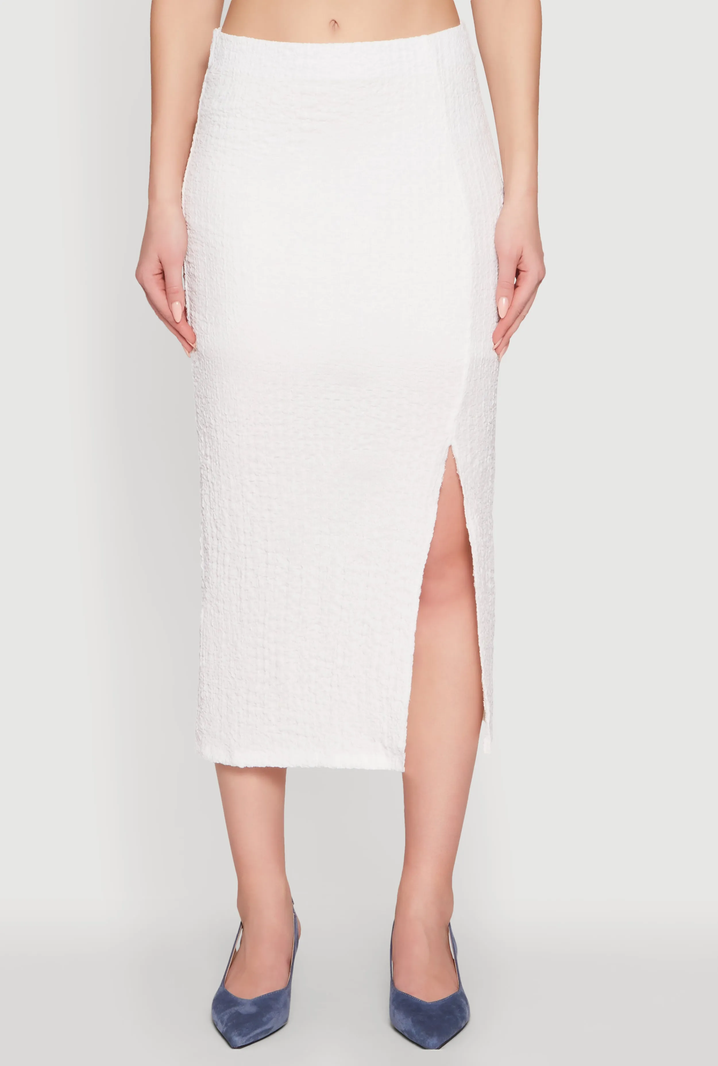 Iris Textured Knit Midi Skirt with Side Slit sold by Rainbow product image thumbnail 3