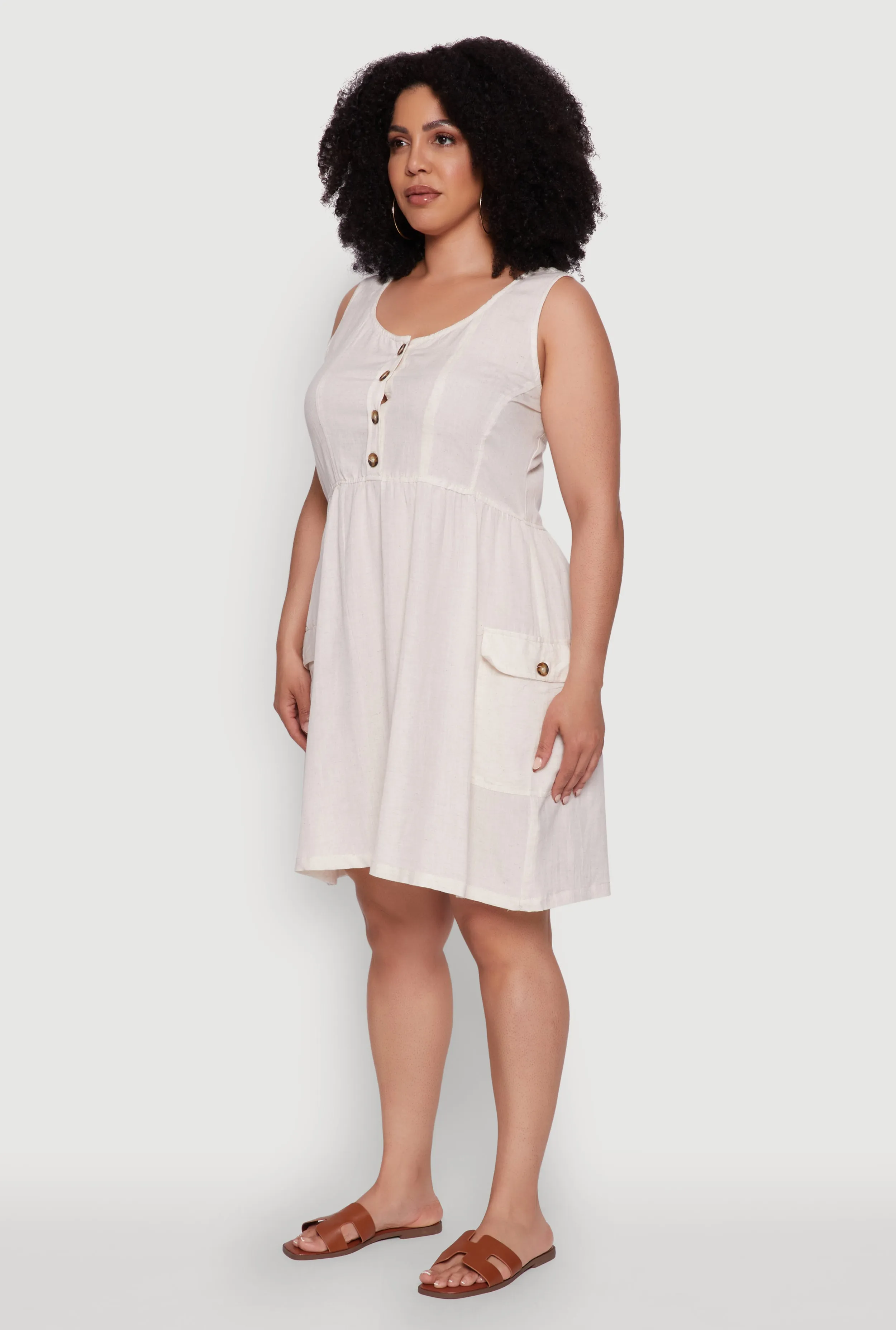 Plus Size Sleeveless Sundress with Cargo Pockets sold by Rainbow product image thumbnail 3