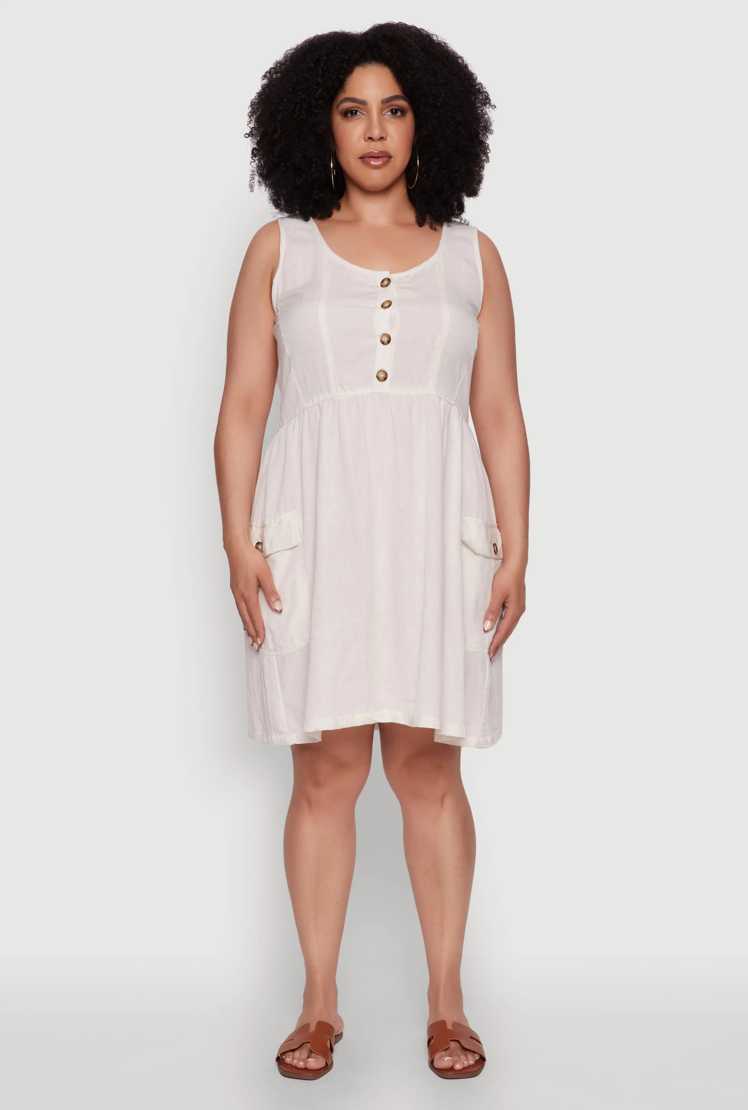 Plus Size Sleeveless Sundress with Cargo Pockets sold by Rainbow product image thumbnail 2