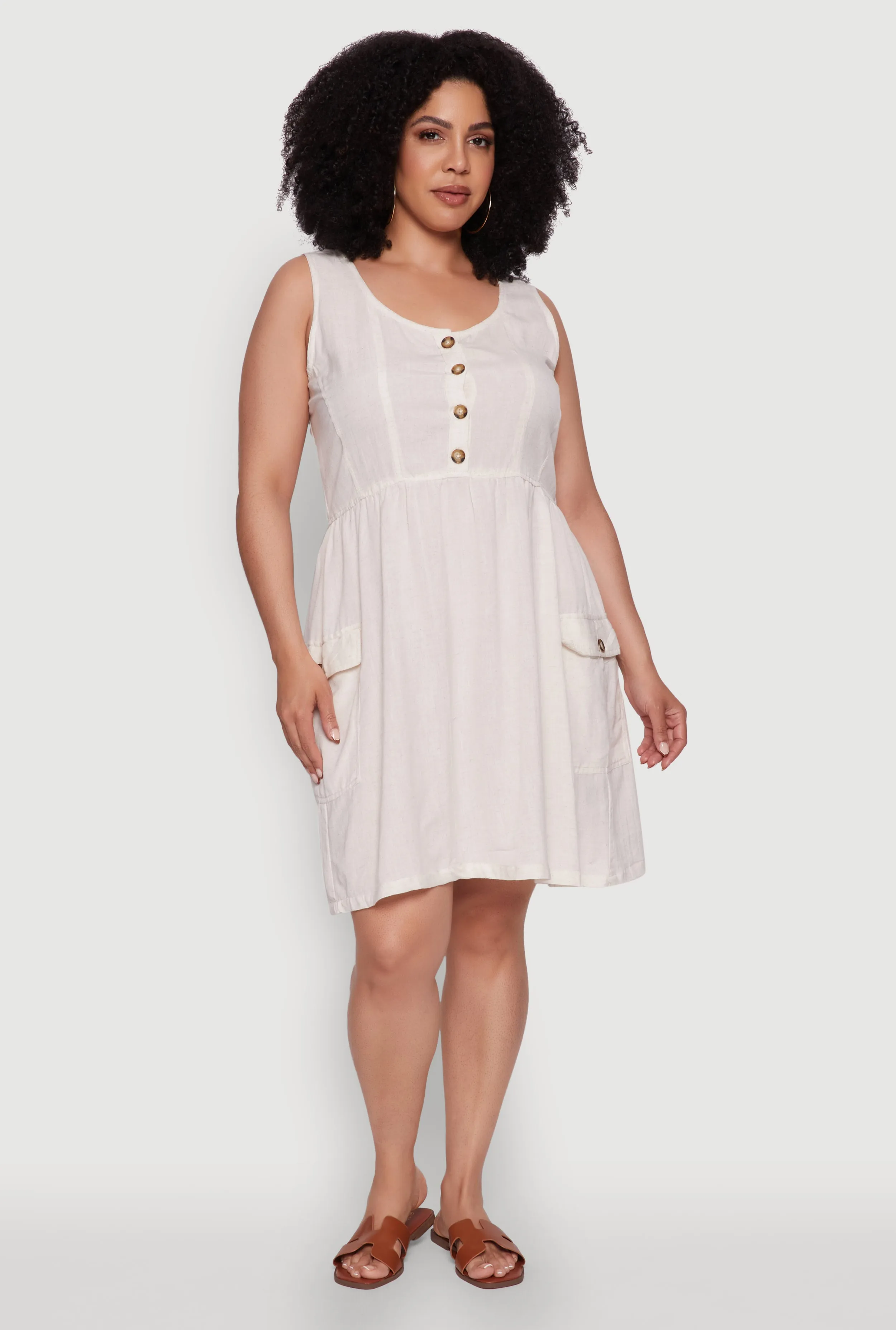 Plus Size Sleeveless Sundress with Cargo Pockets sold by Rainbow