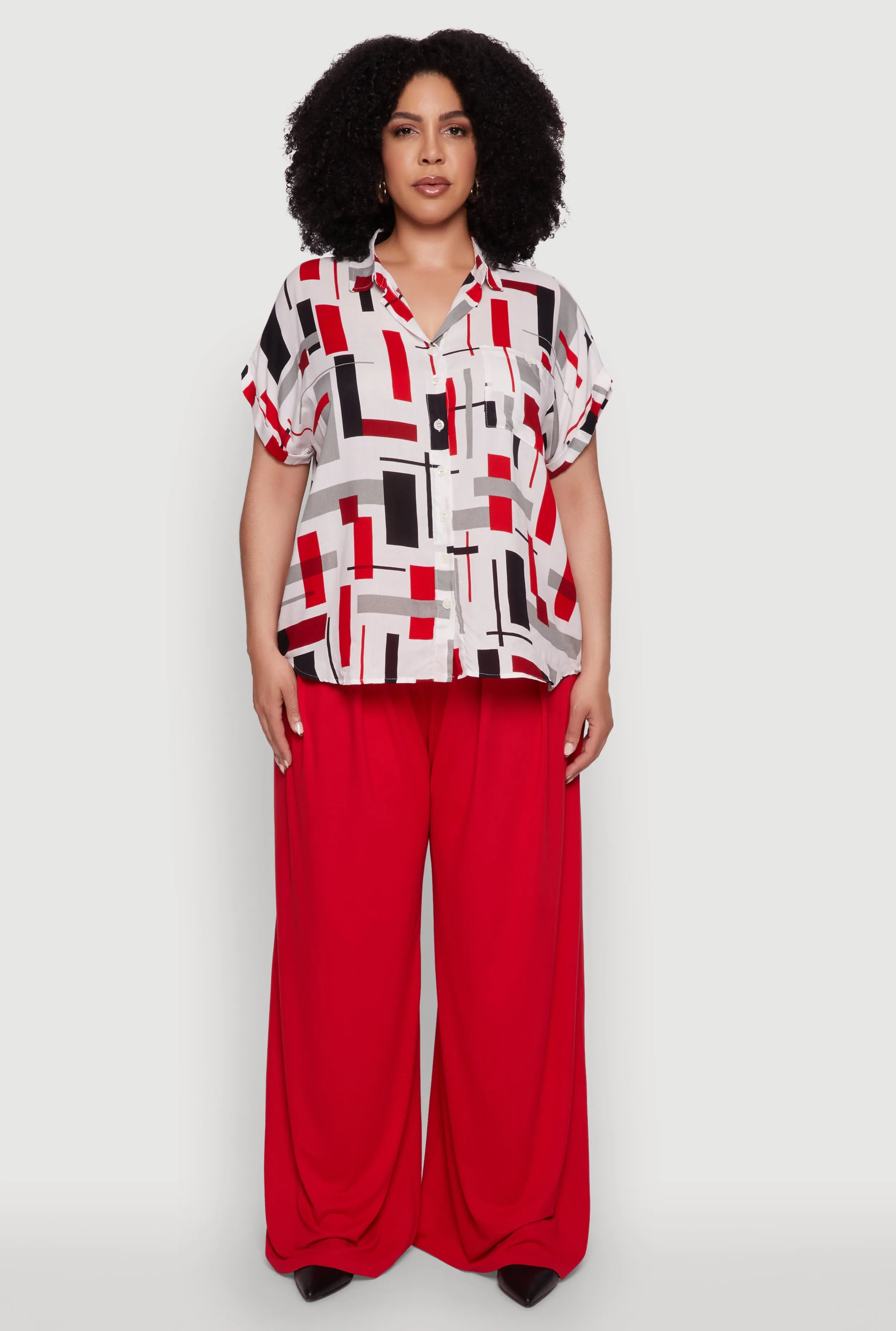 Plus Size Abstract Patterned Button Front High Low Shirt sold by Rainbow product image thumbnail 3