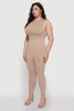 Seamless Ribbed Knit Sleeveless Jumpsuit with Zip Neck sold by Rainbow