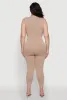 Seamless Ribbed Knit Sleeveless Jumpsuit with Zip Neck sold by Rainbow