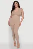 Seamless Ribbed Knit Sleeveless Jumpsuit with Zip Neck sold by Rainbow