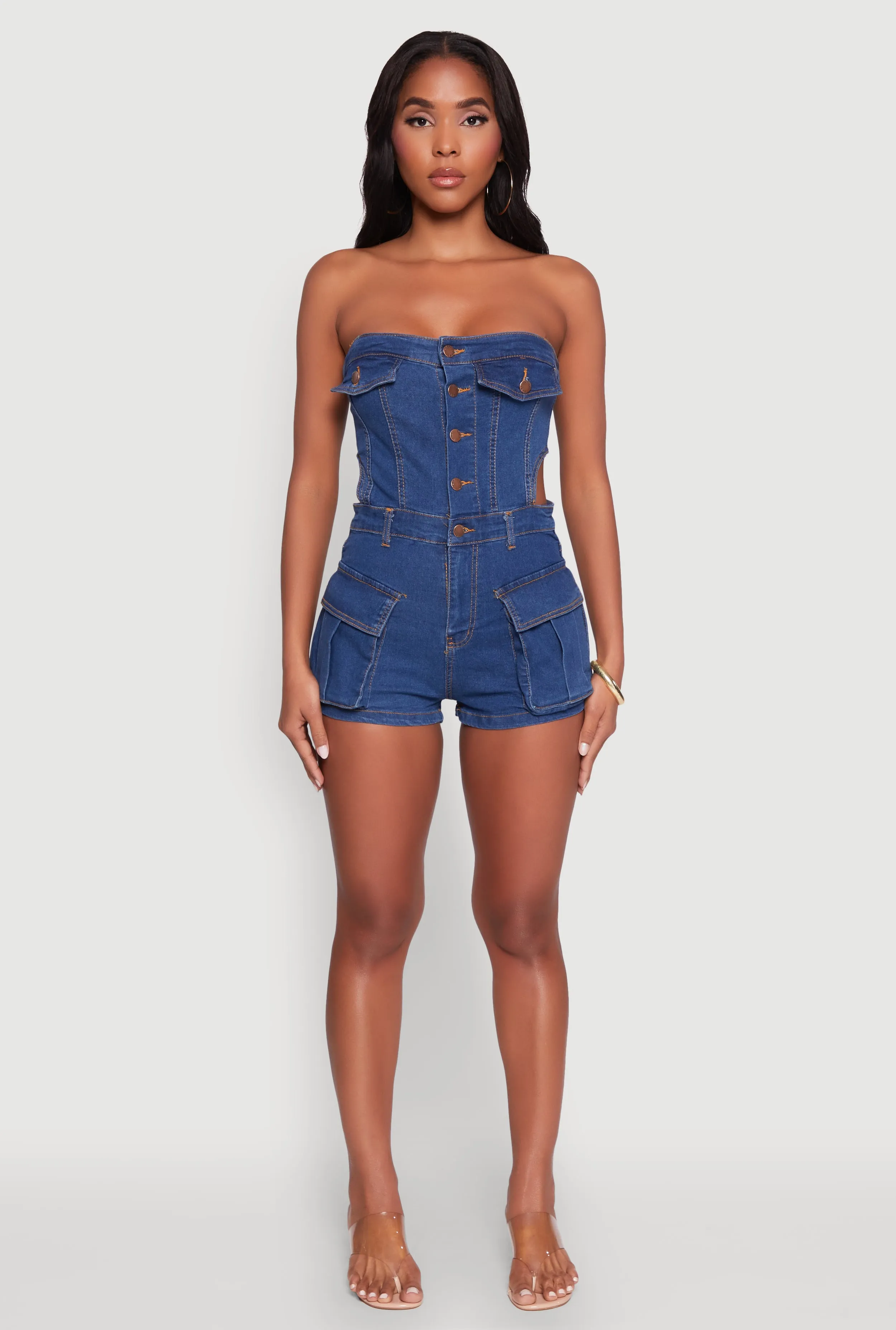 Daisy Denim Cargo Pocket Sleeveless Romper sold by Rainbow product image thumbnail 2