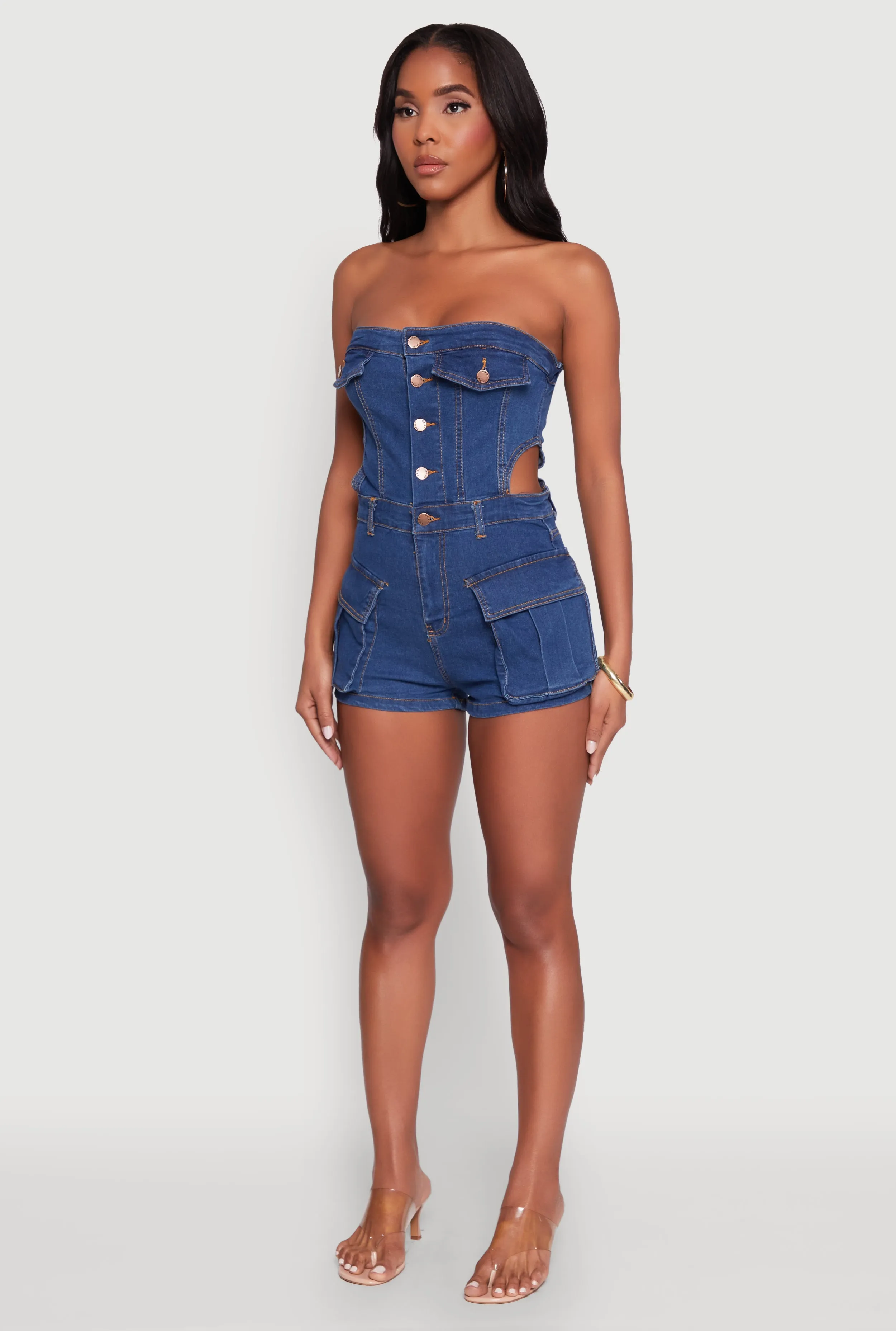 Daisy Denim Cargo Pocket Sleeveless Romper sold by Rainbow product image thumbnail 3