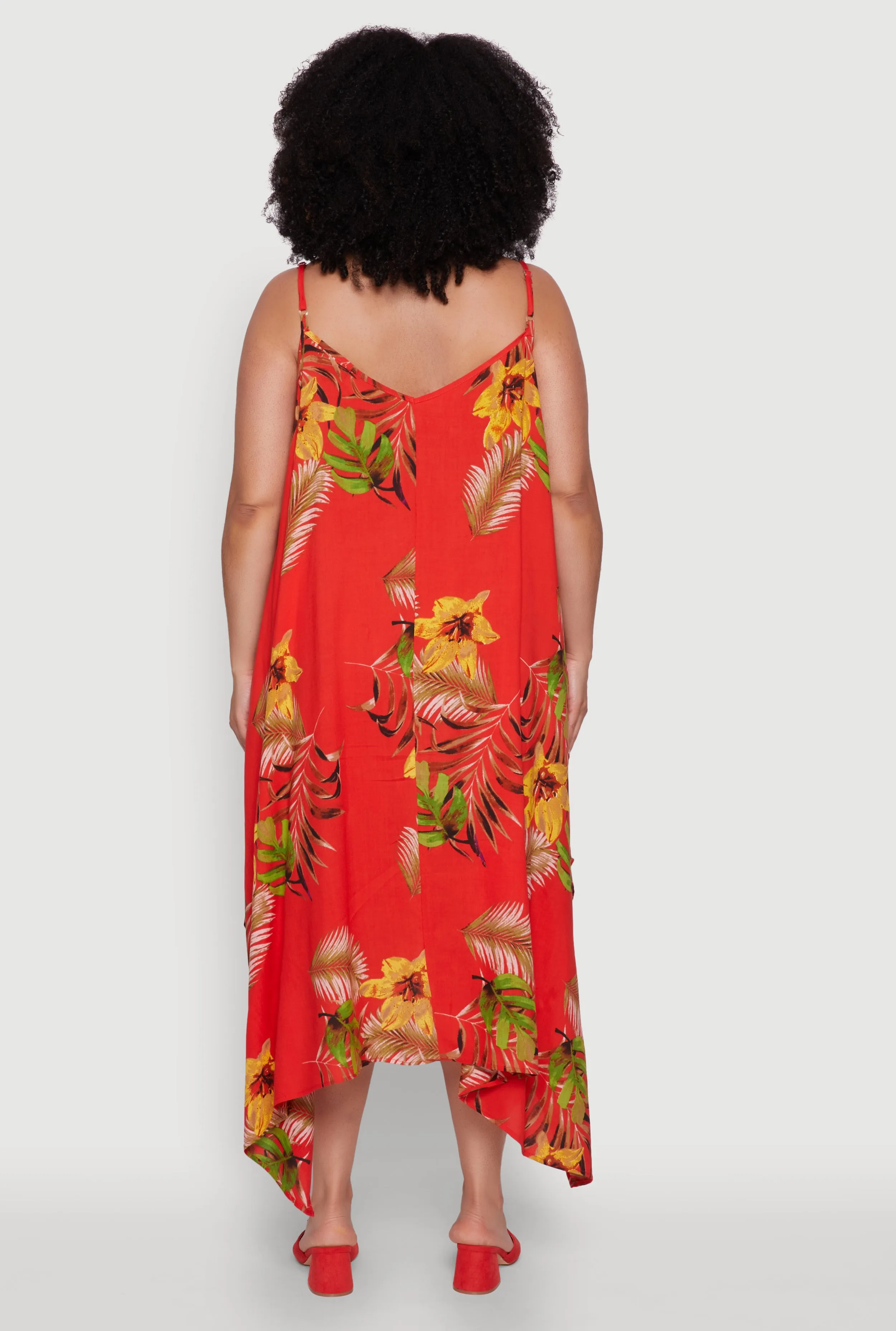 Plus Size Tropical Floral Sleeveless Sundress with Sharkbite Hem sold by Rainbow product image thumbnail 5