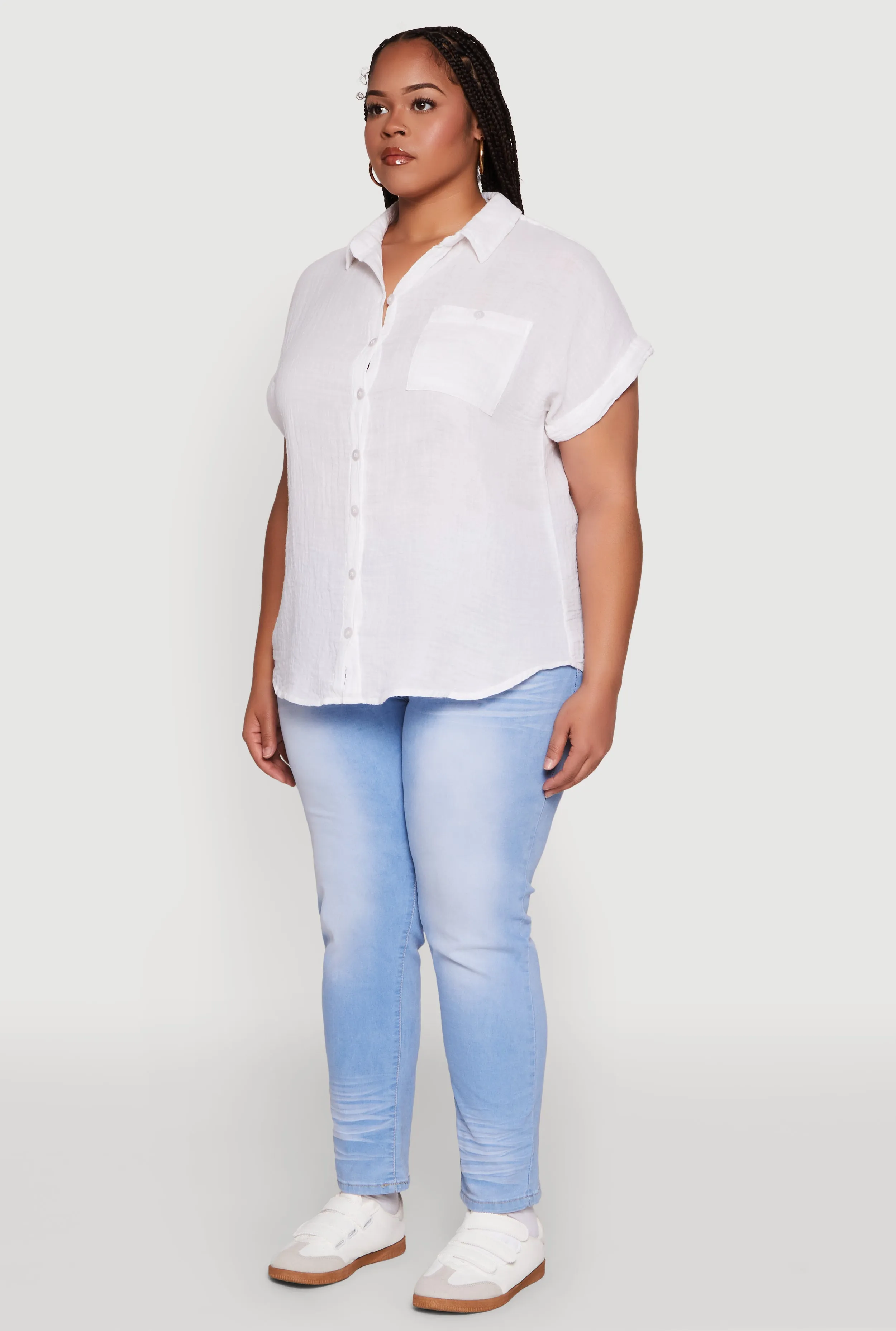 Plus Size Short Sleeve Rolled Cuff Shirt sold by Rainbow product image thumbnail 5