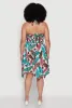 Plus Size Leaf Print Sundress with Halter Neck and Sharkbite Hem sold by Rainbow