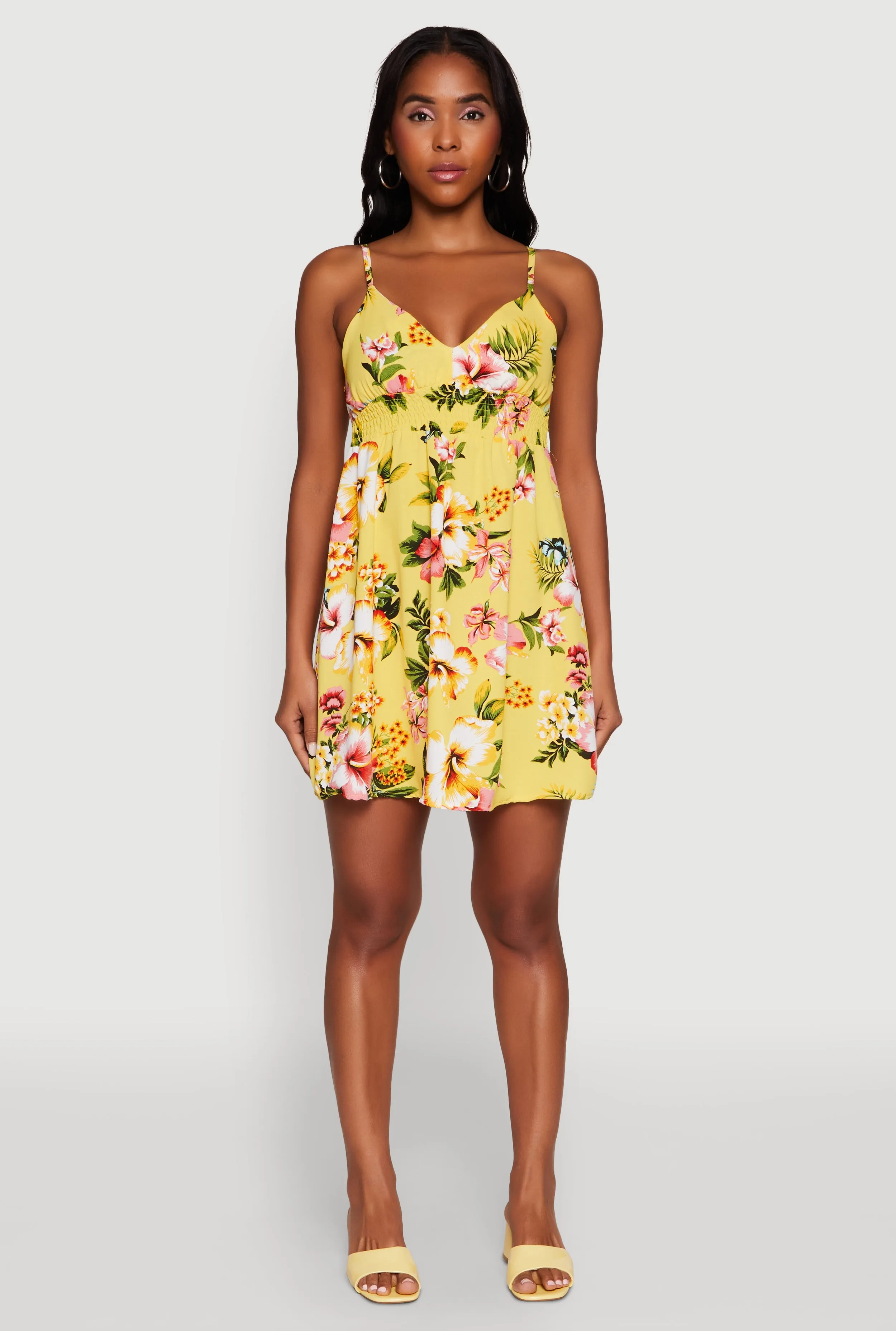 Floral Print V Neck Sundress with Adjustable Straps sold by Rainbow product image thumbnail 2