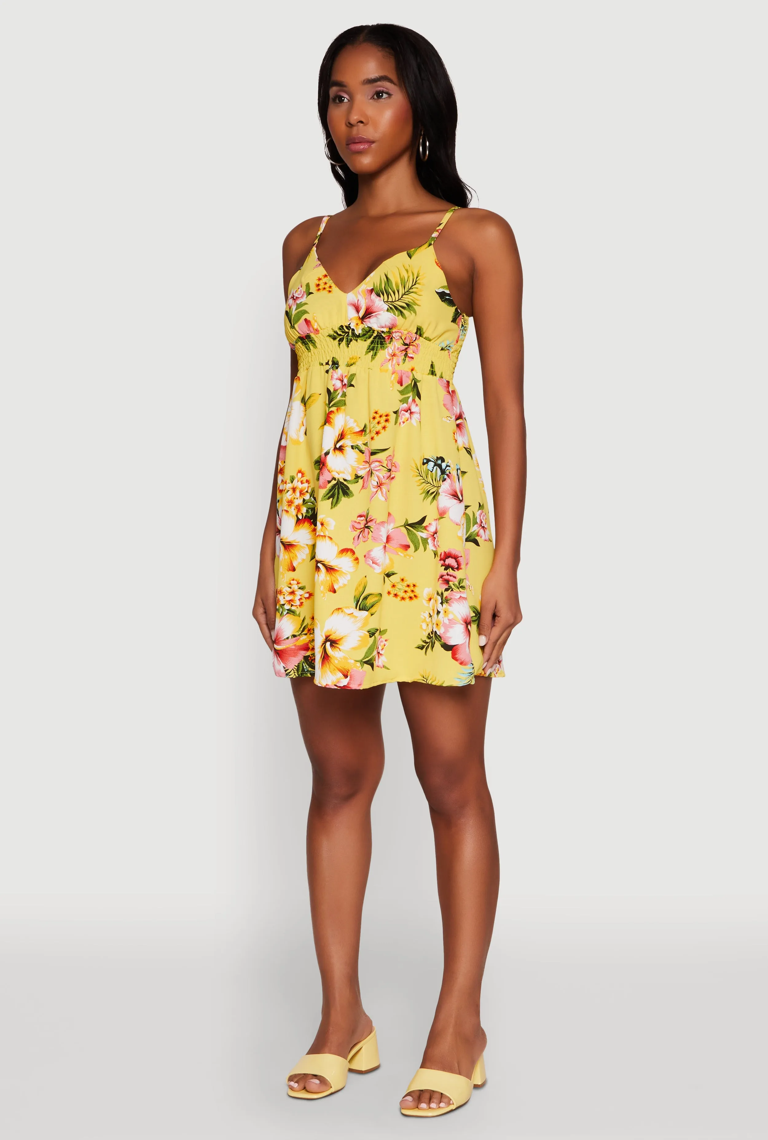 Floral Print V Neck Sundress with Adjustable Straps sold by Rainbow product image thumbnail 3