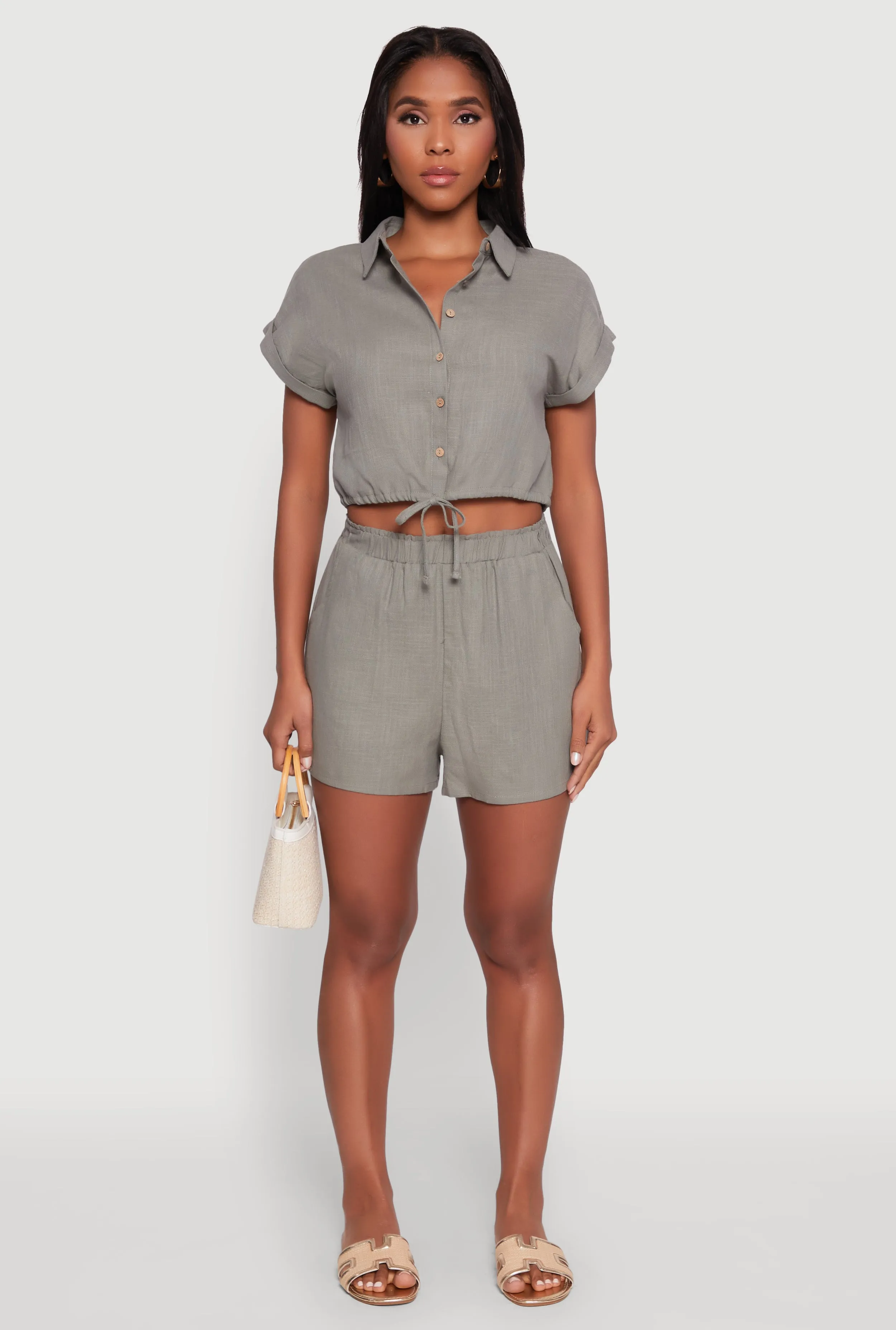 Stylish High Waisted Shorts with Elastic Waist sold by Rainbow product image thumbnail 2