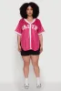 Plus Size Contrast Trim Faith Graphic Baseball Tee sold by Rainbow