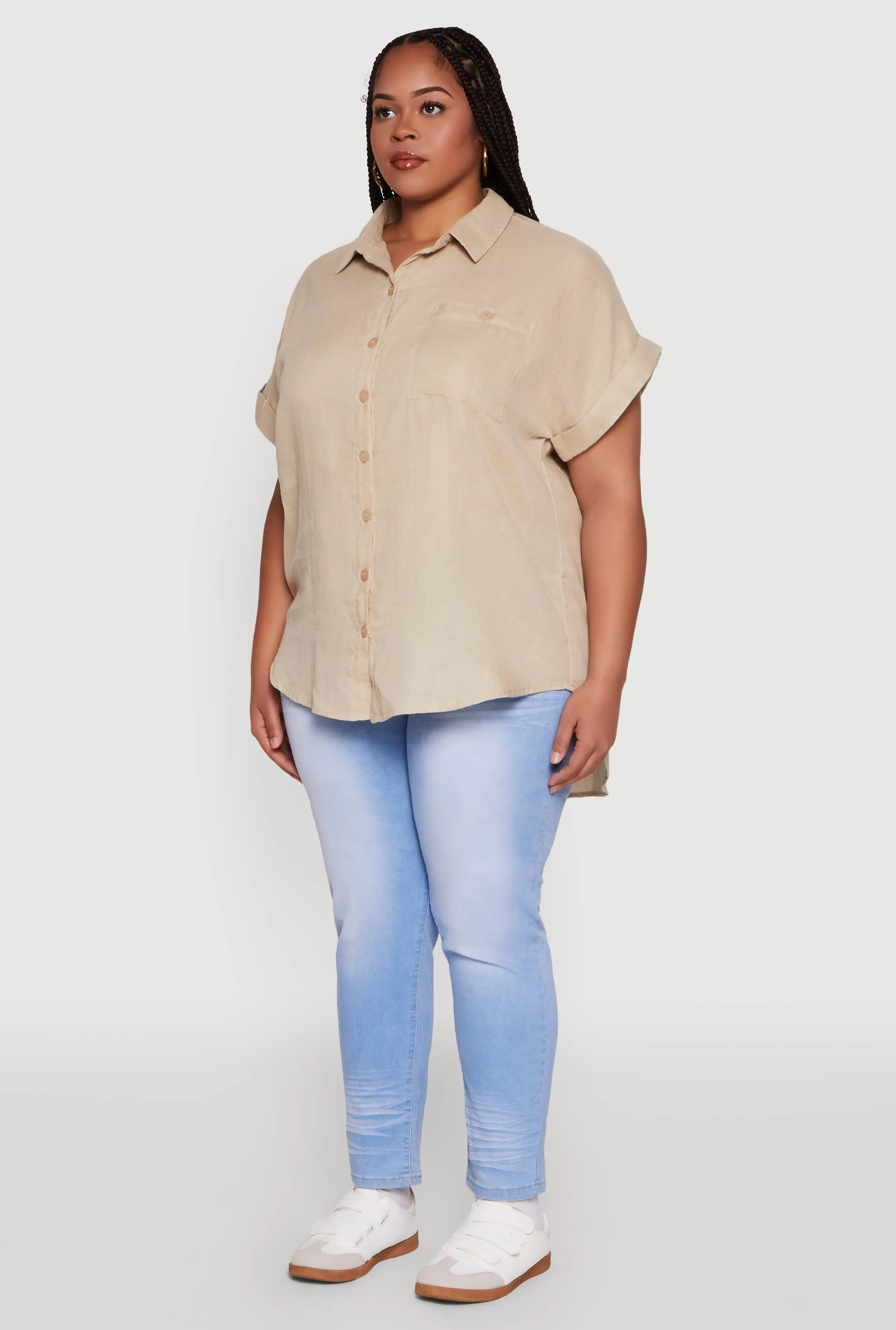 Plus Size Short Sleeve Rolled Cuff Shirt sold by Rainbow product image thumbnail 5