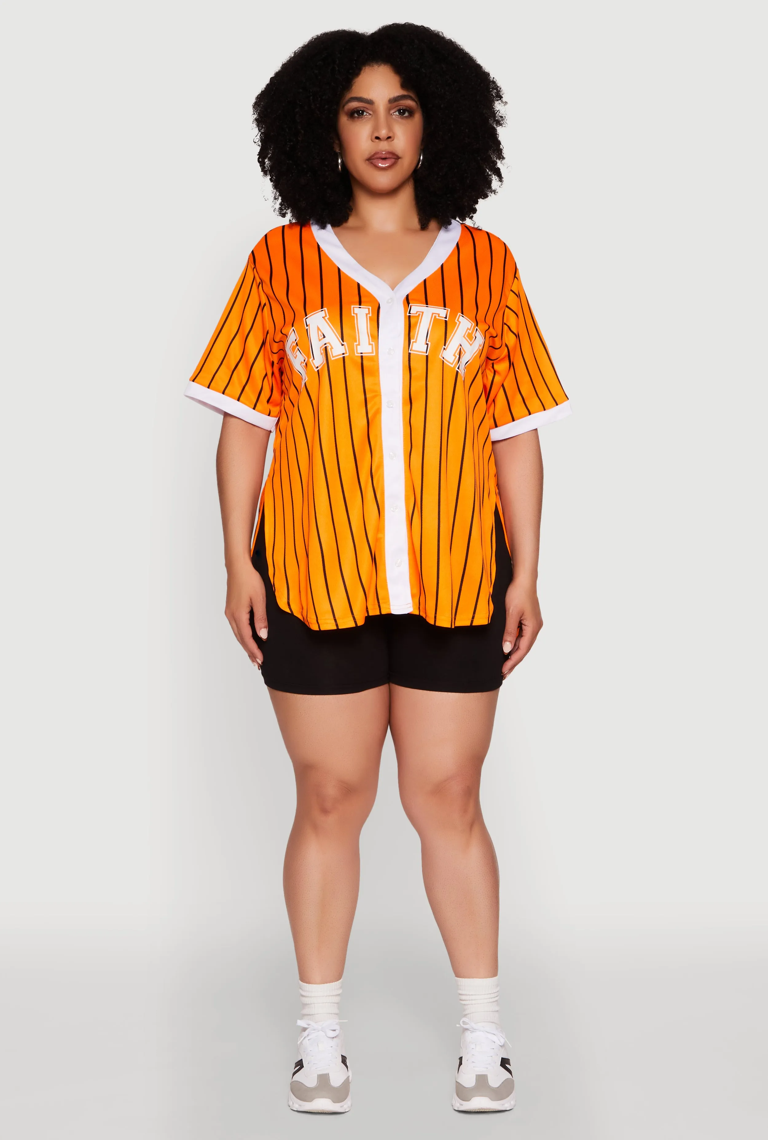 Plus Size Contrast Trim Faith Graphic Baseball Tee sold by Rainbow product image thumbnail 3