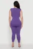 Seamless Ribbed Knit Sleeveless Jumpsuit with Zip Neck sold by Rainbow
