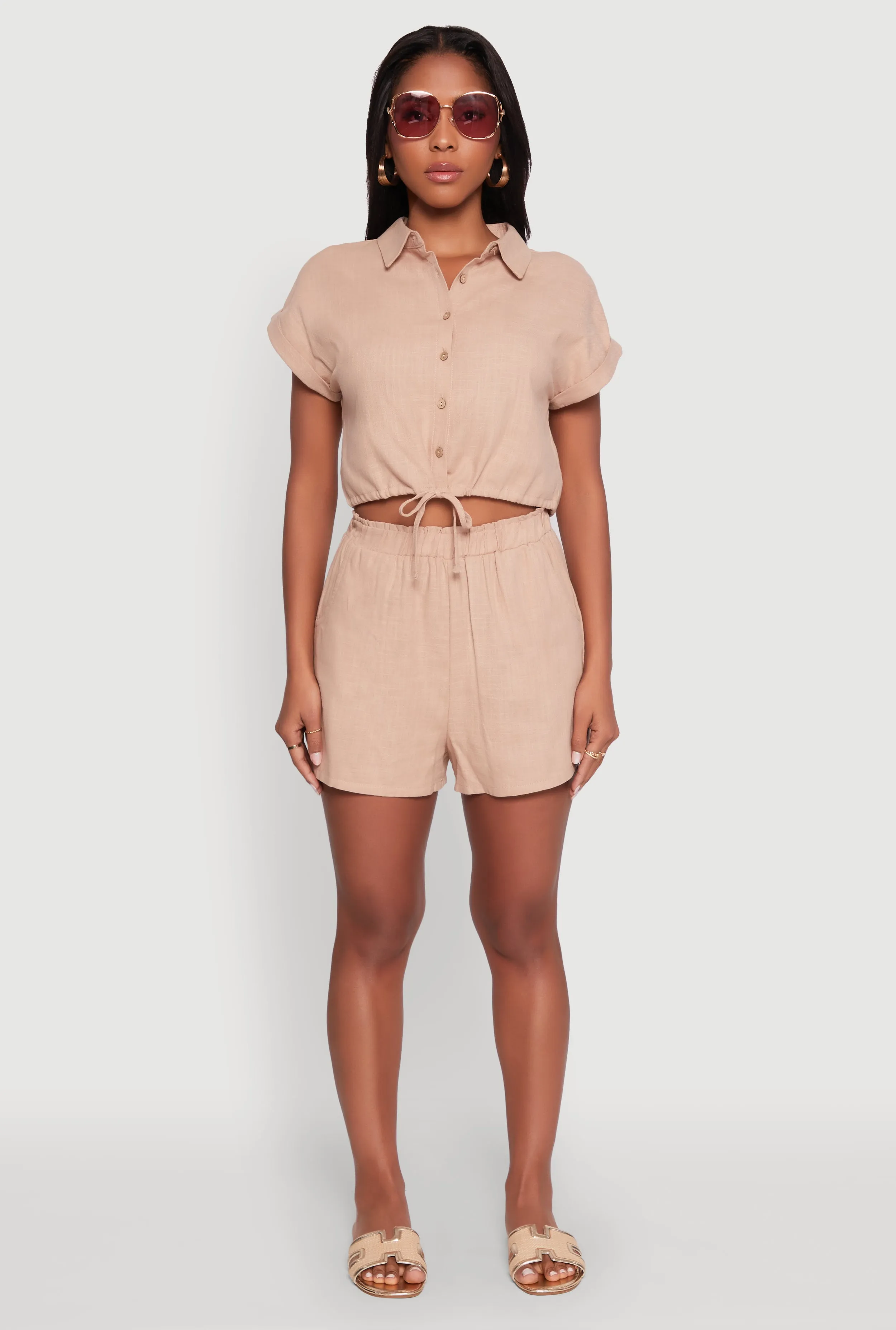 Stylish High Waisted Shorts with Elastic Waist sold by Rainbow product image thumbnail 2