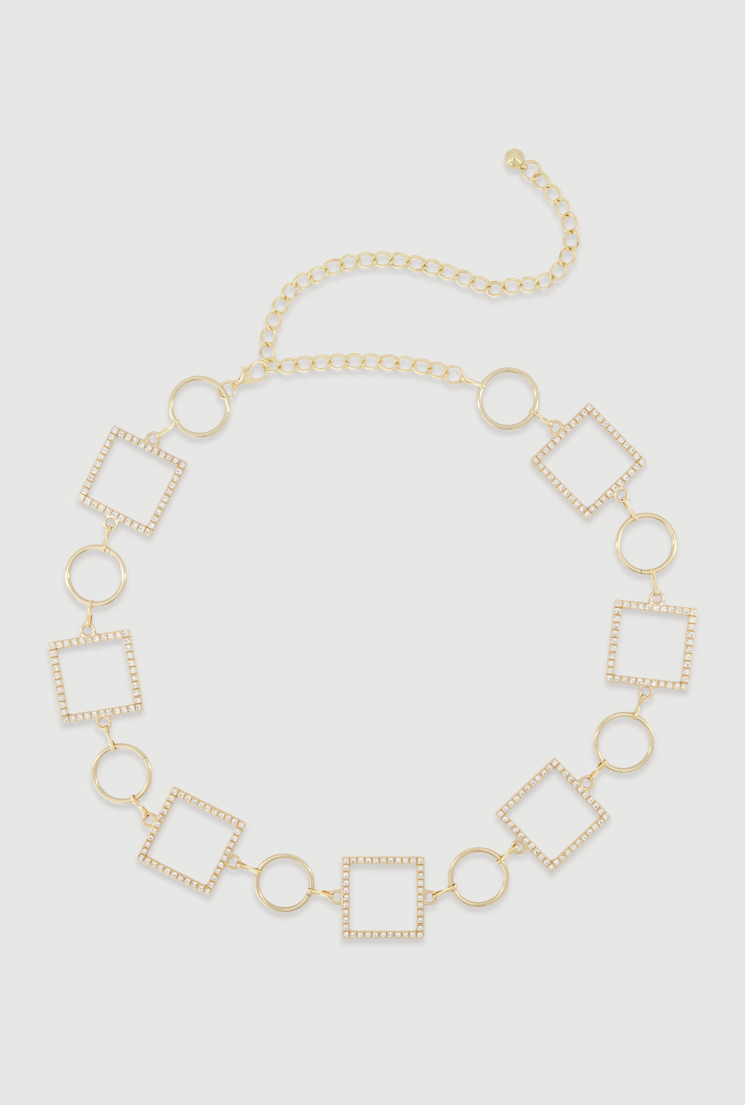 Metallic Rhinestone Multi Shape Chain Belt sold by Rainbow