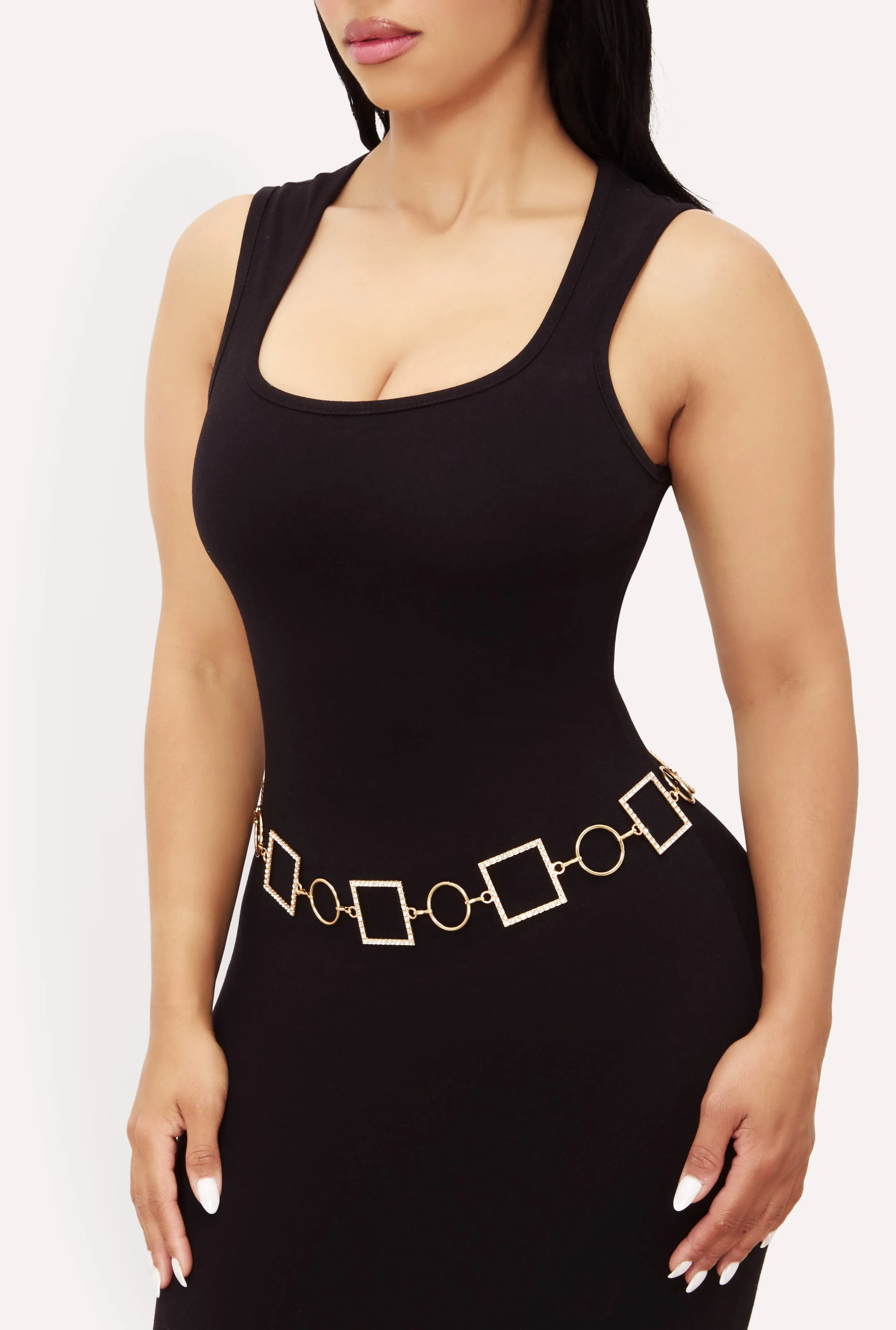 Metallic Rhinestone Multi Shape Chain Belt sold by Rainbow product image thumbnail 2