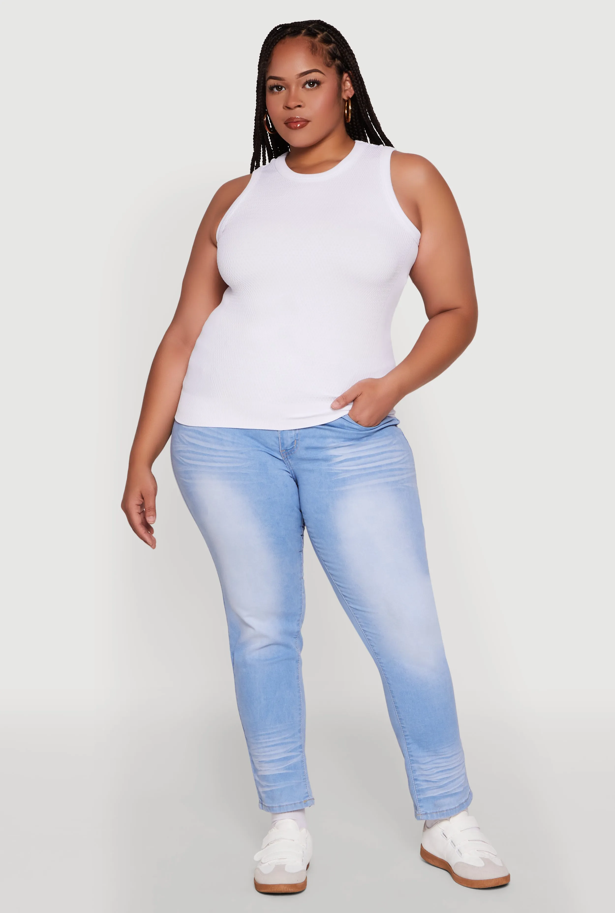 Plus Size Seamless Textured Knit Tank Top sold by Rainbow