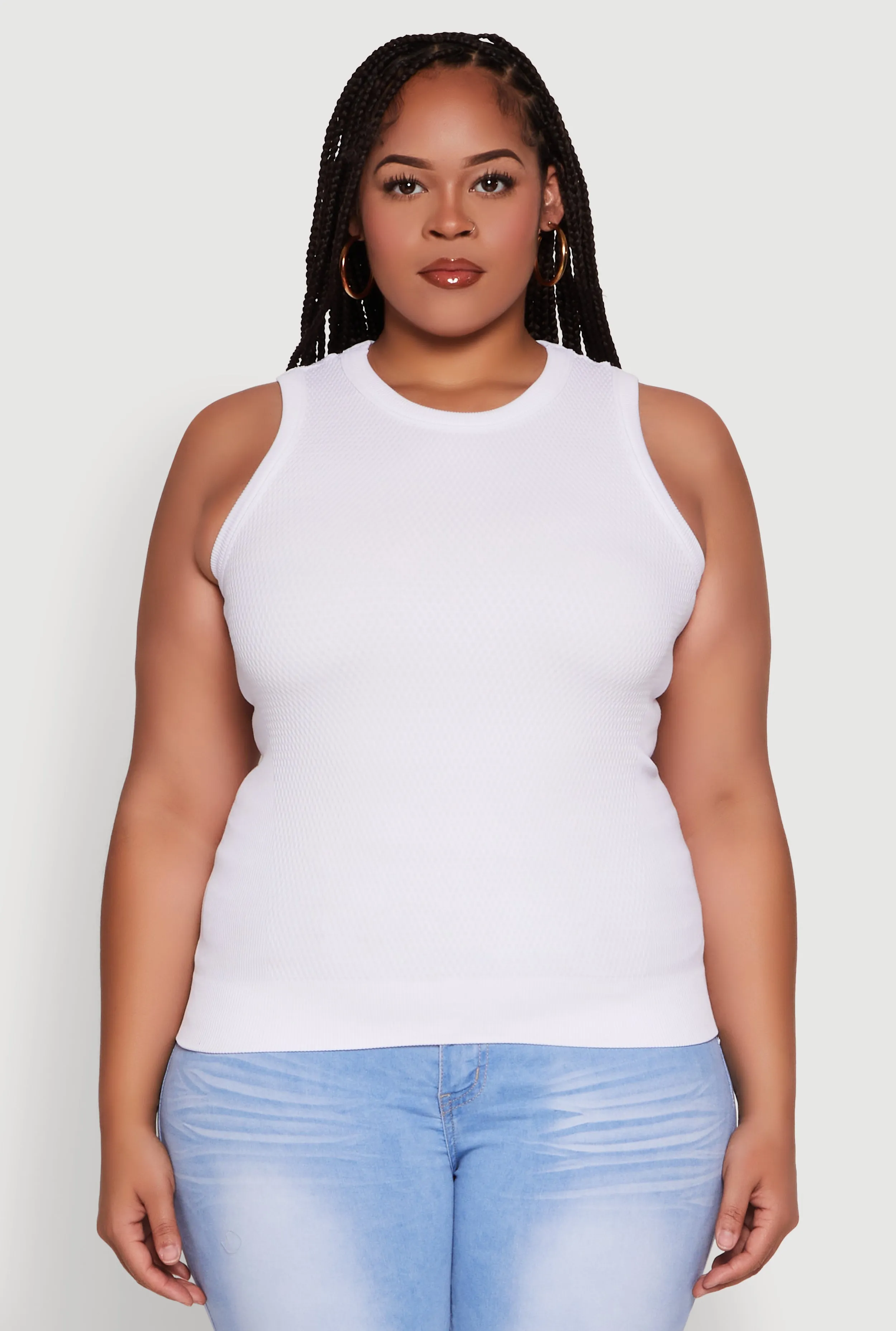Plus Size Seamless Textured Knit Tank Top sold by Rainbow product image thumbnail 2