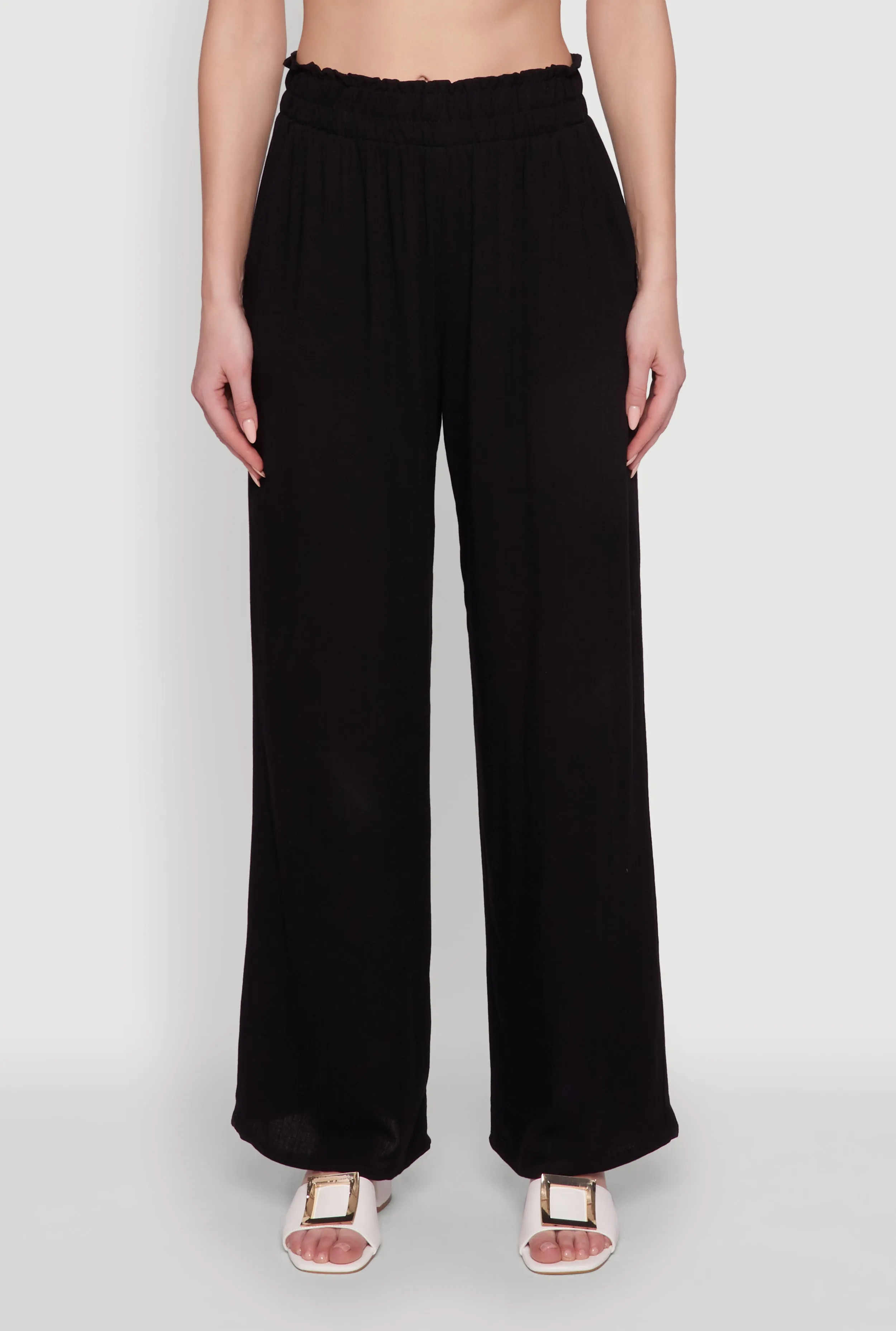 Trendy Smocked Paper Bag Waist Palazzo Pants sold by Rainbow product image thumbnail 5