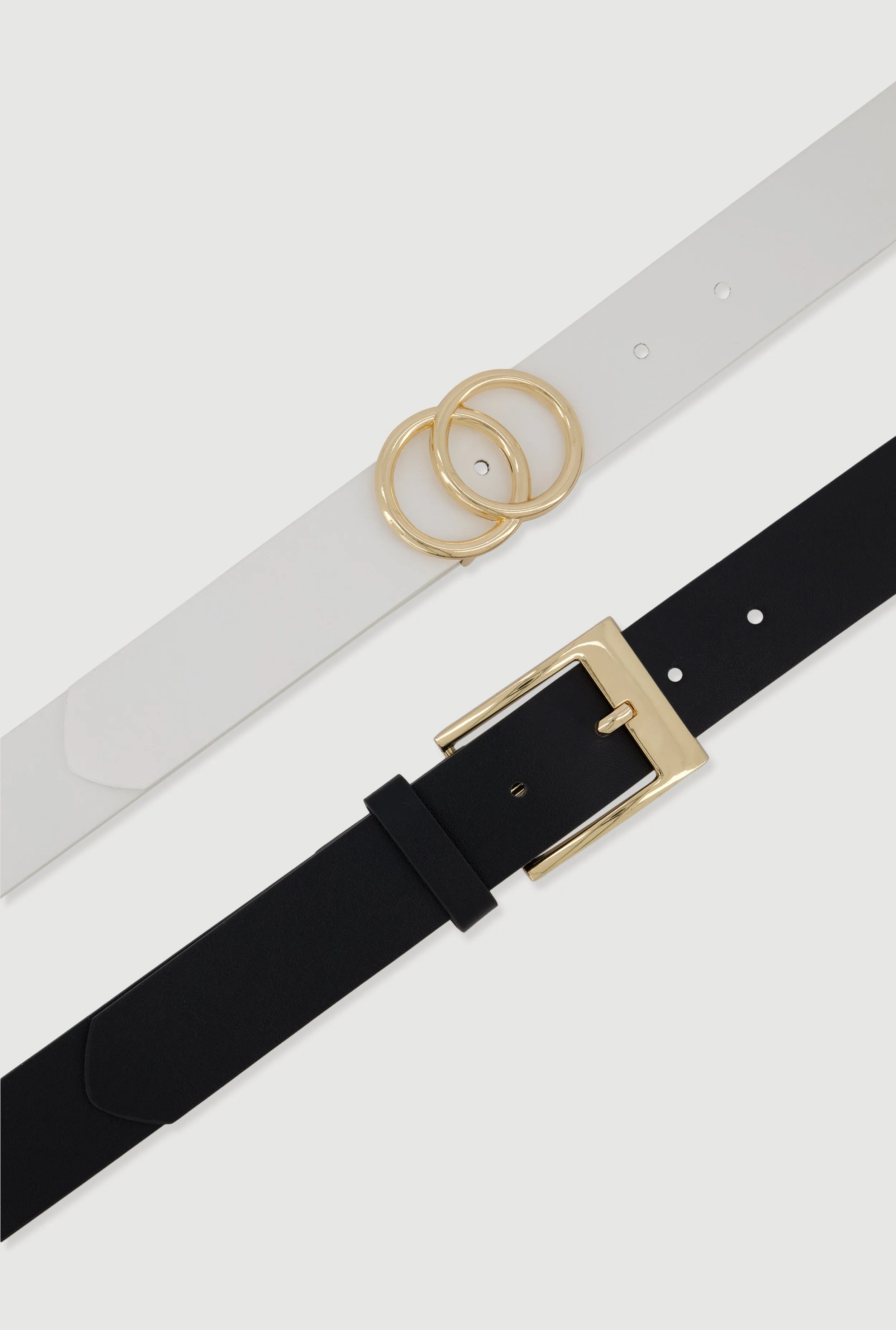 Plus Size Assorted Metallic Buckle Faux Leather Belts 2 Pack sold by Rainbow