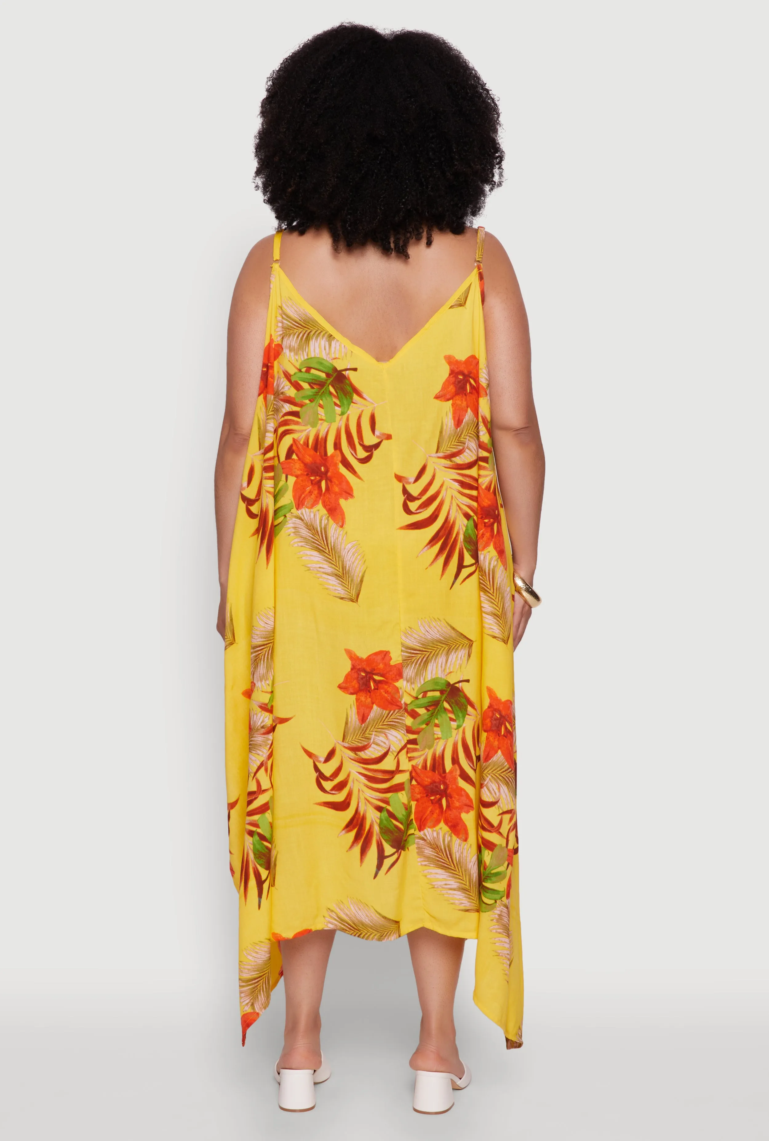 Plus Size Tropical Floral Sleeveless Sundress with Sharkbite Hem sold by Rainbow product image thumbnail 5