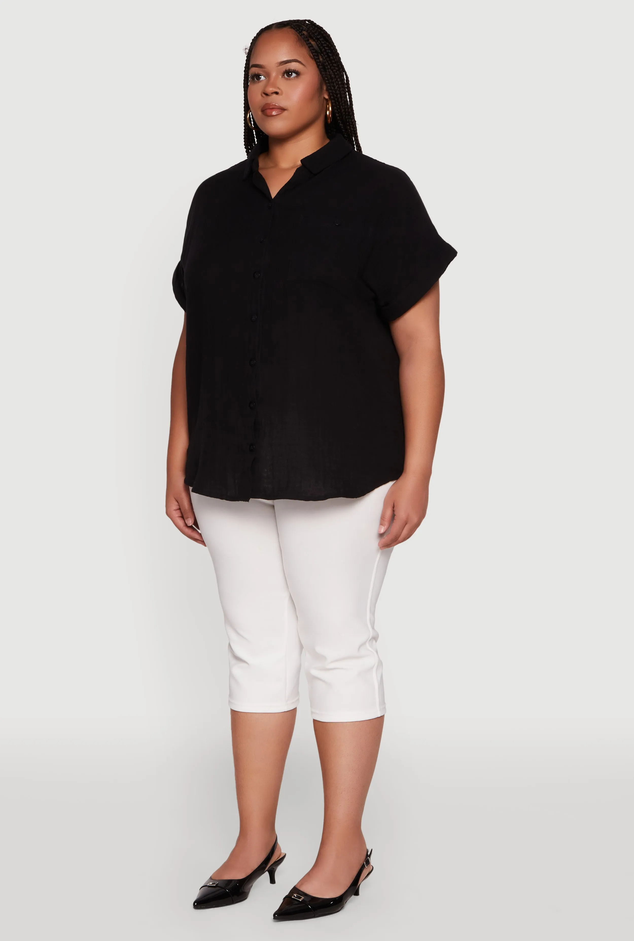 Plus Size Short Sleeve Rolled Cuff Shirt sold by Rainbow product image thumbnail 5
