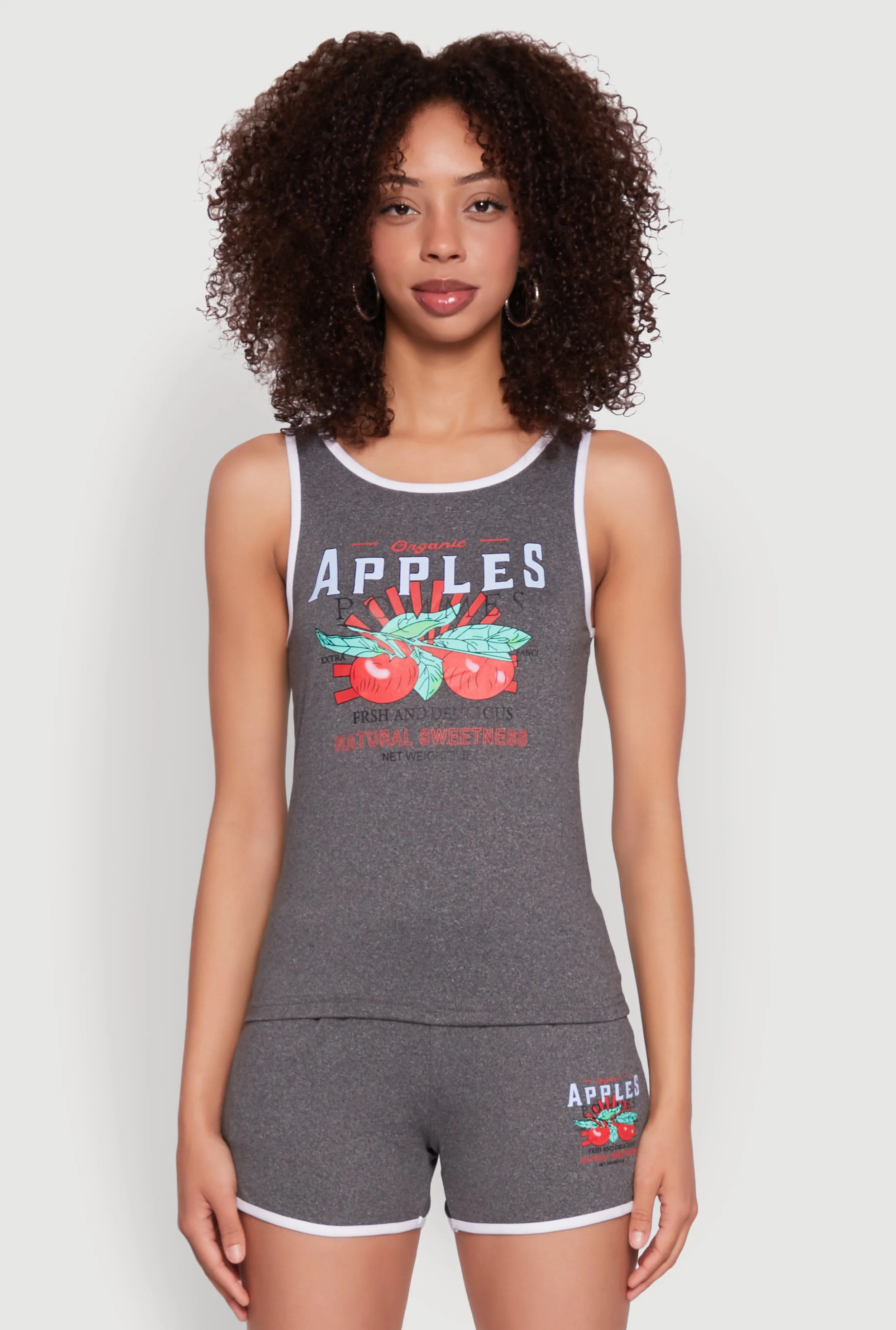 Organic Apples Graphic Tank Top with Contrast Trim sold by Rainbow